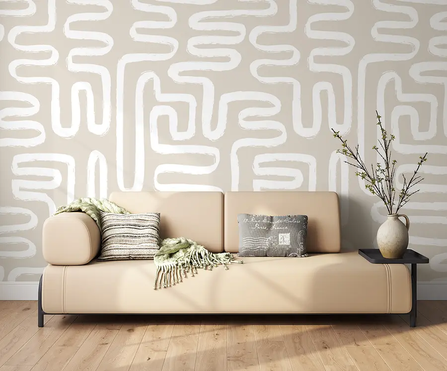 murales de pared Laberinto abstracto en colores pastel u96457