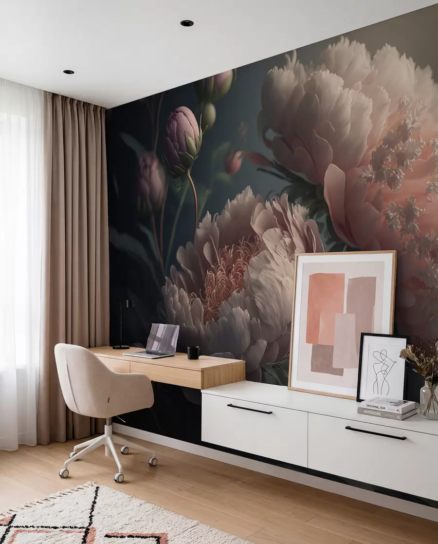 murales de pared Peonías en rosa apagado u96633