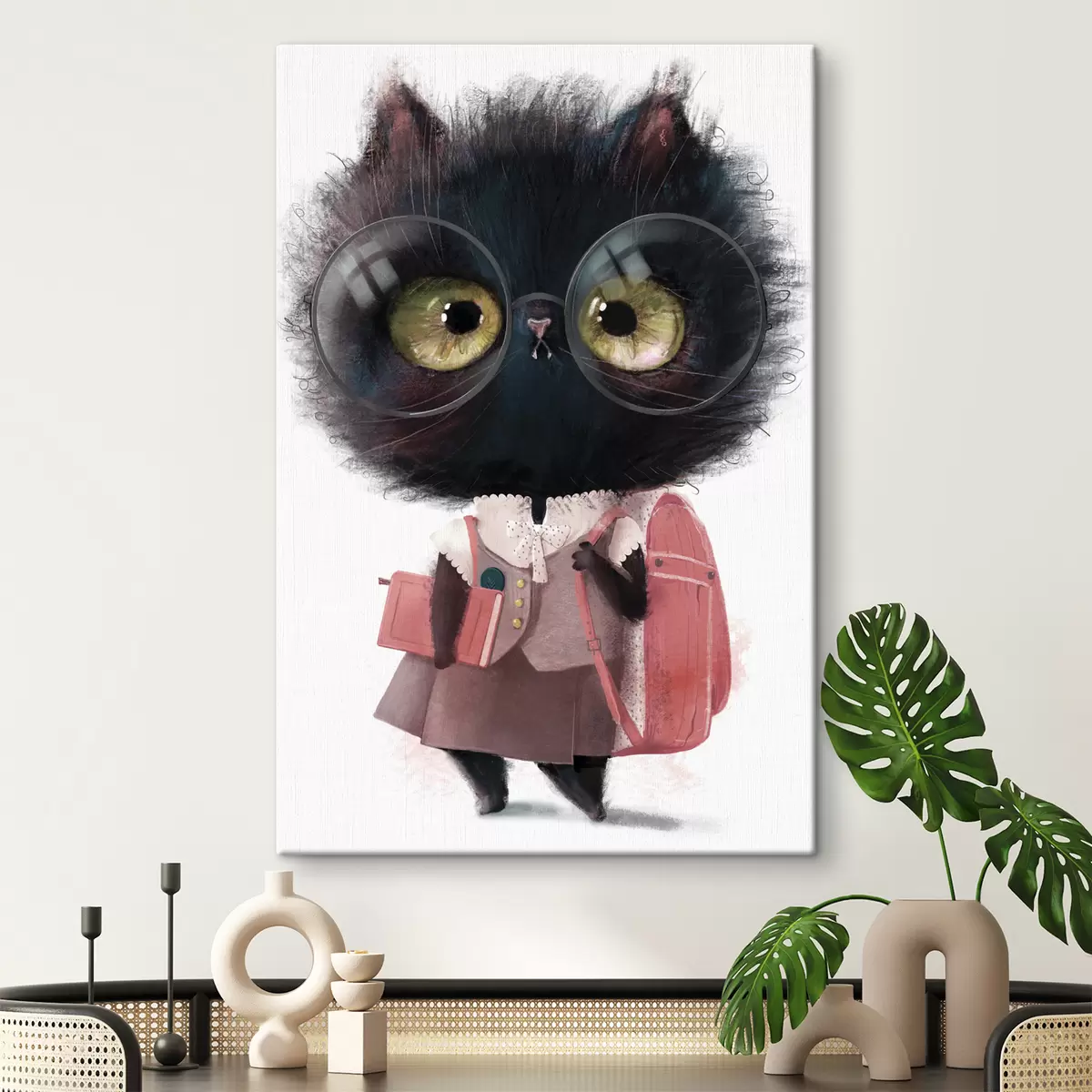 murales de pared Gatito listo para el colegio s34994