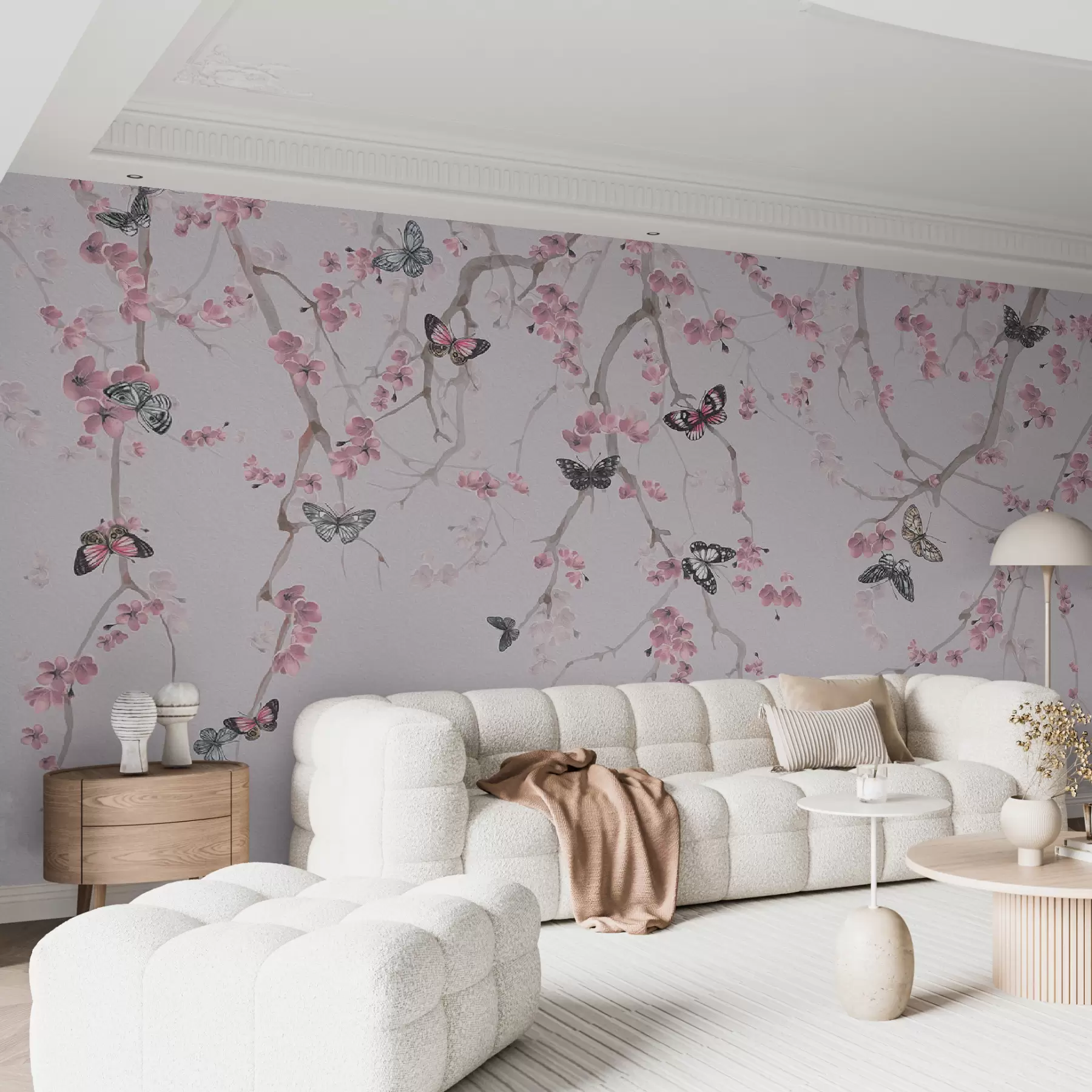 murales de pared Flores y mariposas de sakura u97056