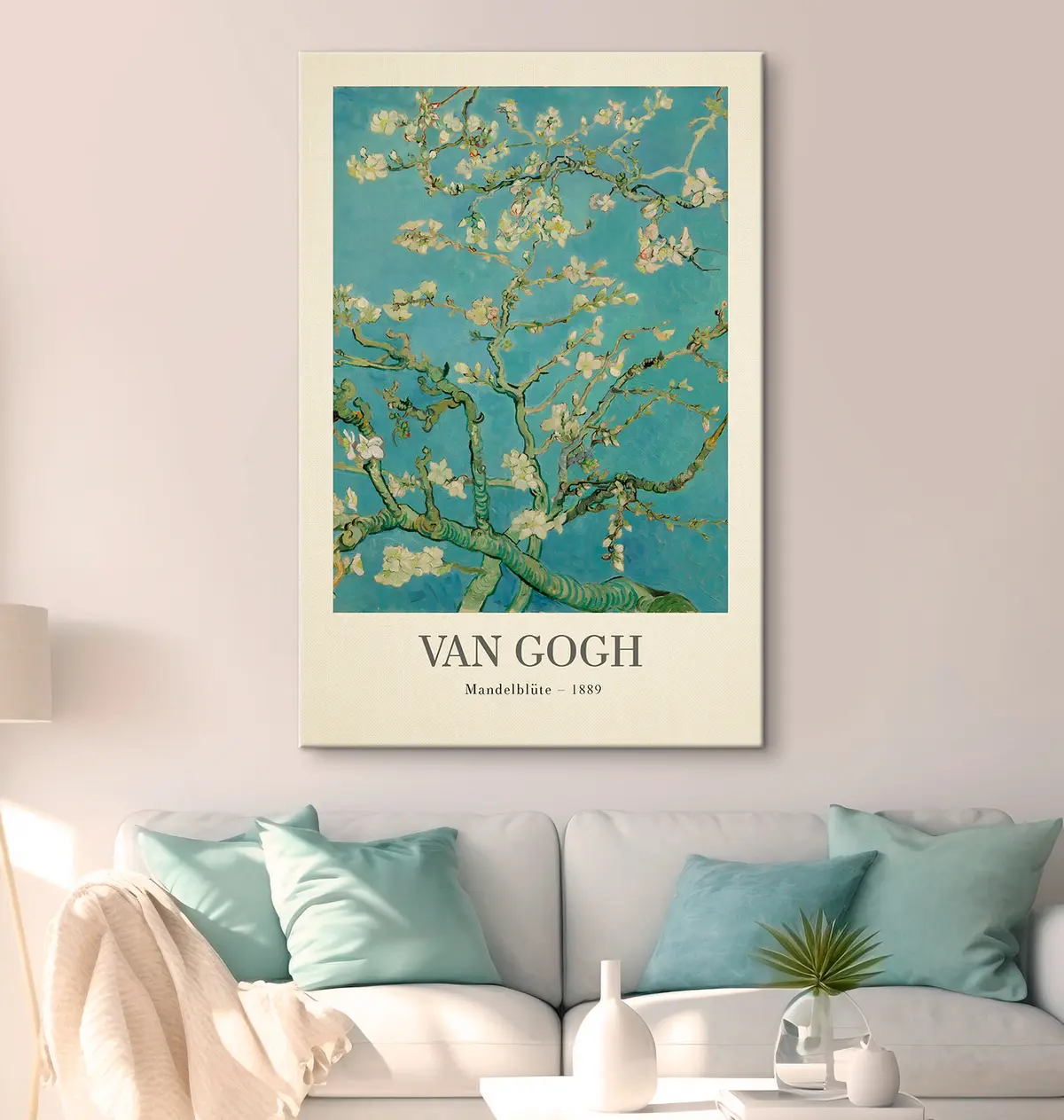 murales de pared Ramas en flor sobre fondo azul s35610