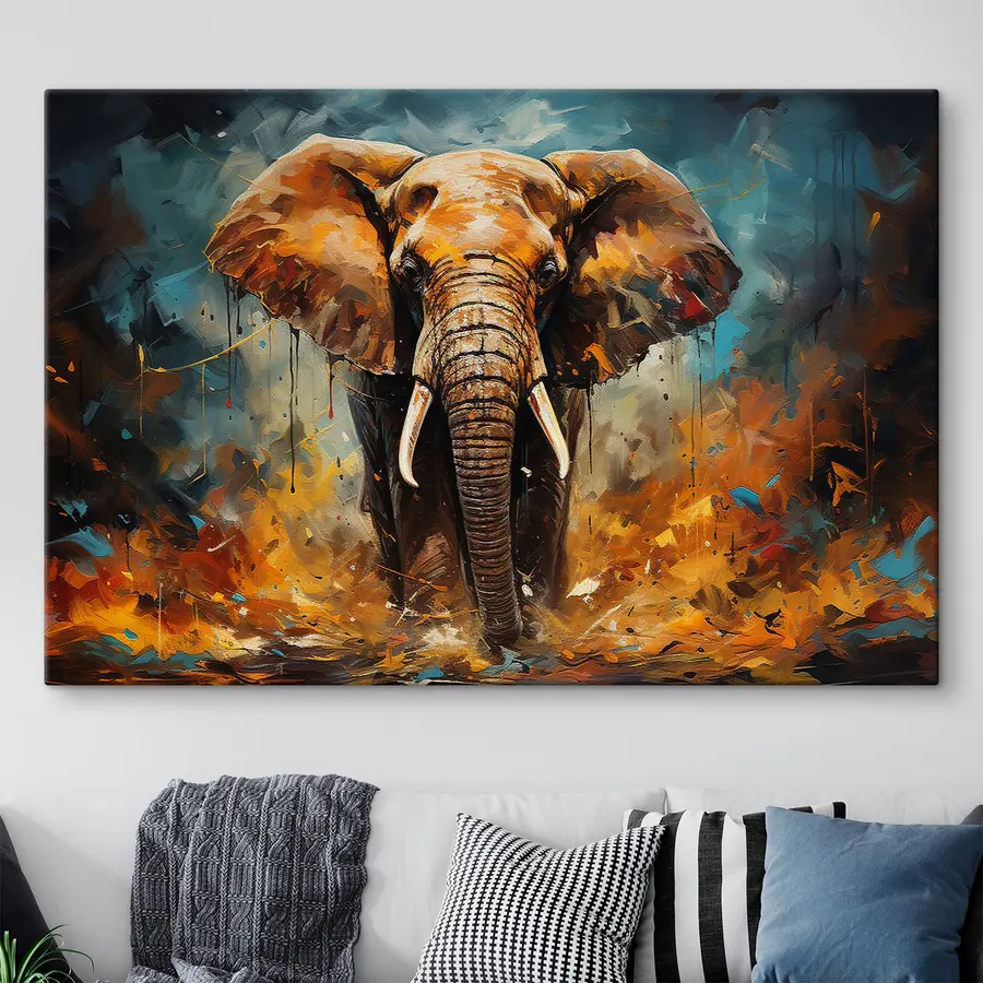 murales de pared Majestuoso elefante en vibrantes colores s35505
