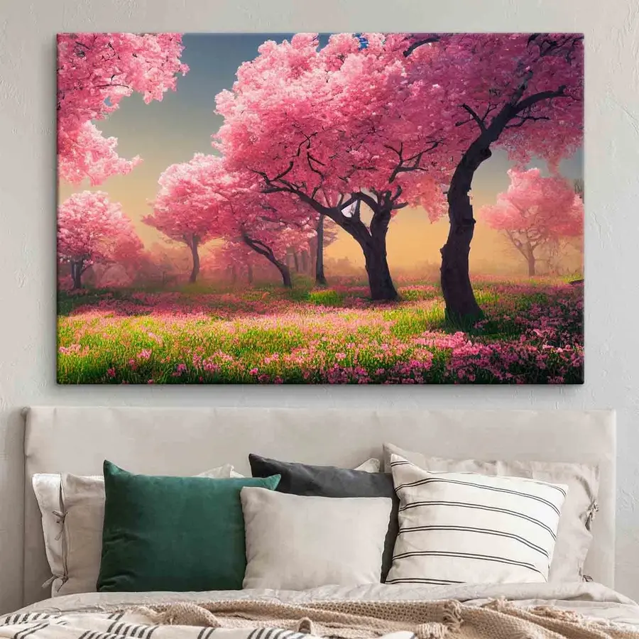 murales de pared Cerezos en flor bajo una luz suave s35703