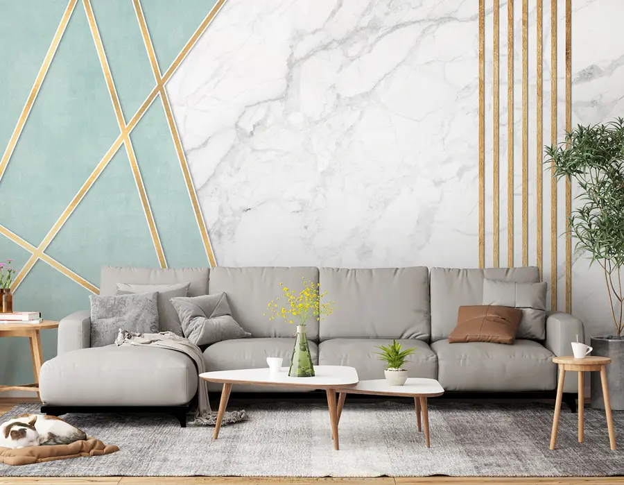 murales de pared Fondo de mármol con geometría y líneas u95385