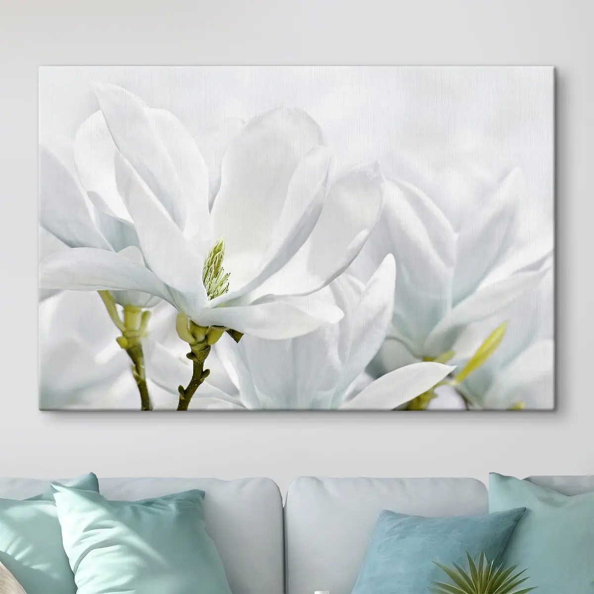 murales de pared Elegantes flores en suaves tonos blancos s35784