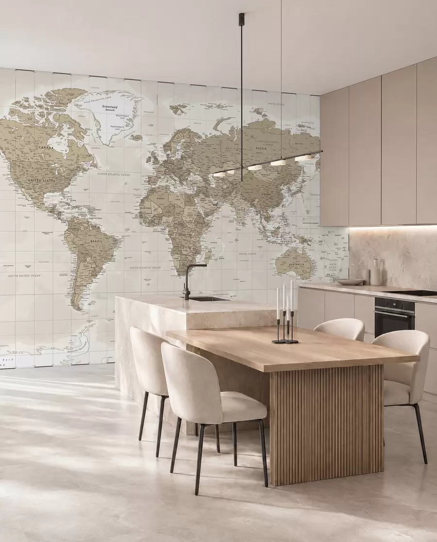 murales de pared Mapa del mundo vintage u97342