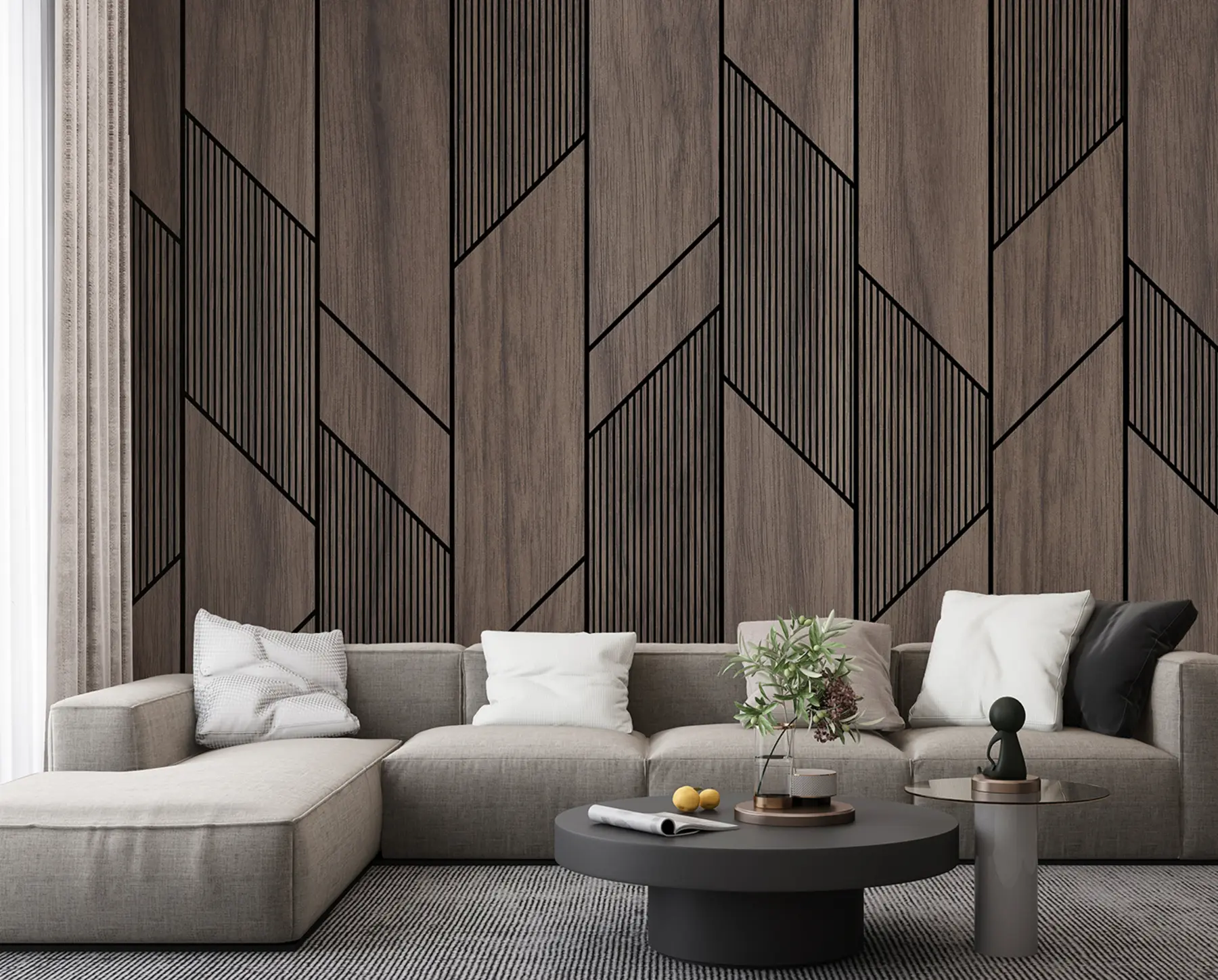 murales de pared Paneles geométricos con textura de madera u97427