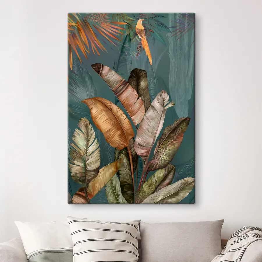 murales de pared Hojas tropicales con texturas vibrantes s35860