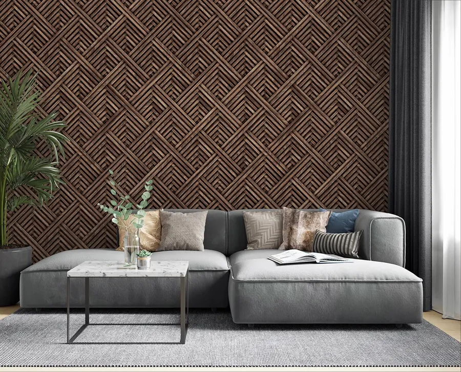 murales de pared Patrón de madera geométrico u97483