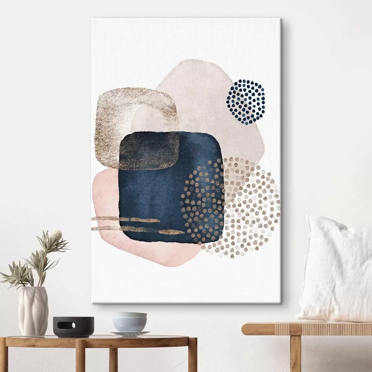 murales de pared Beige y rosa azul sobre fondo blanco s35989