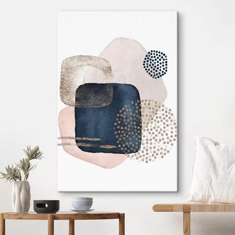 murales de pared Beige y rosa azul sobre fondo blanco s35989