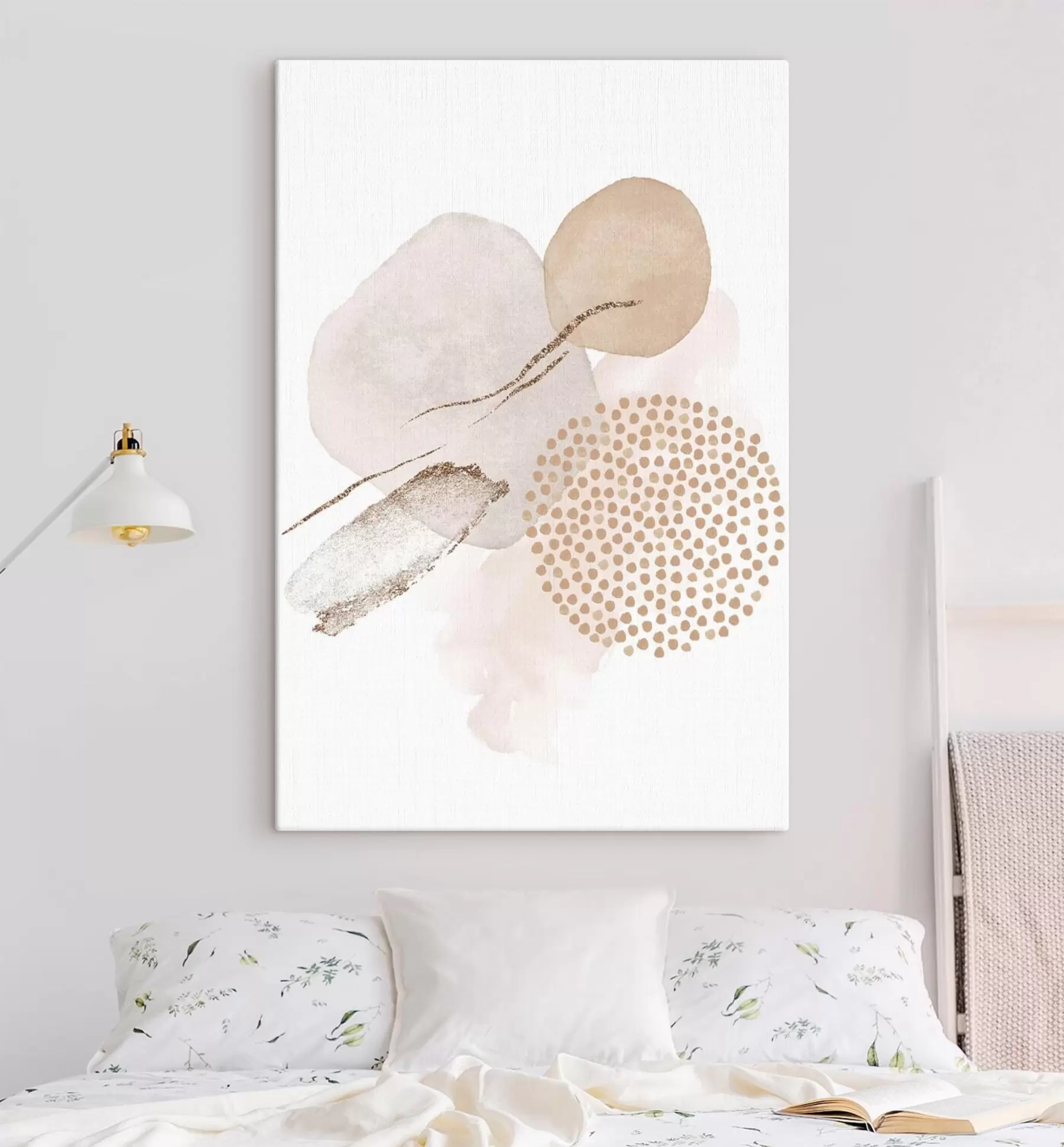 murales de pared Beige y rosa rosa sobre fondo blanco s35990