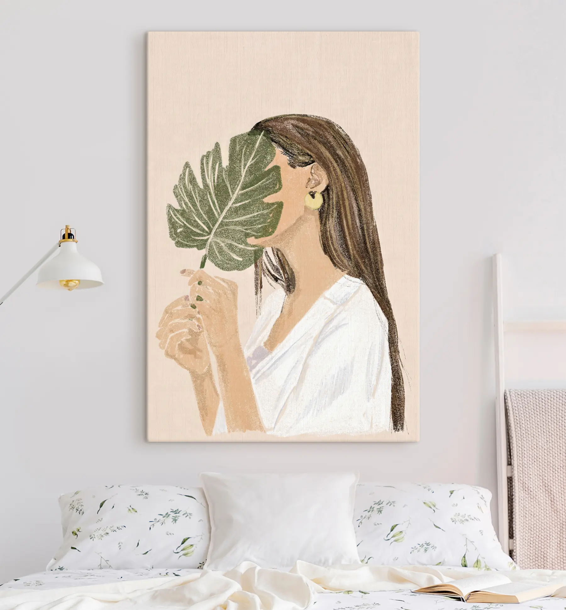 murales de pared Retrato abstracto de una mujer en estilo boho s35800