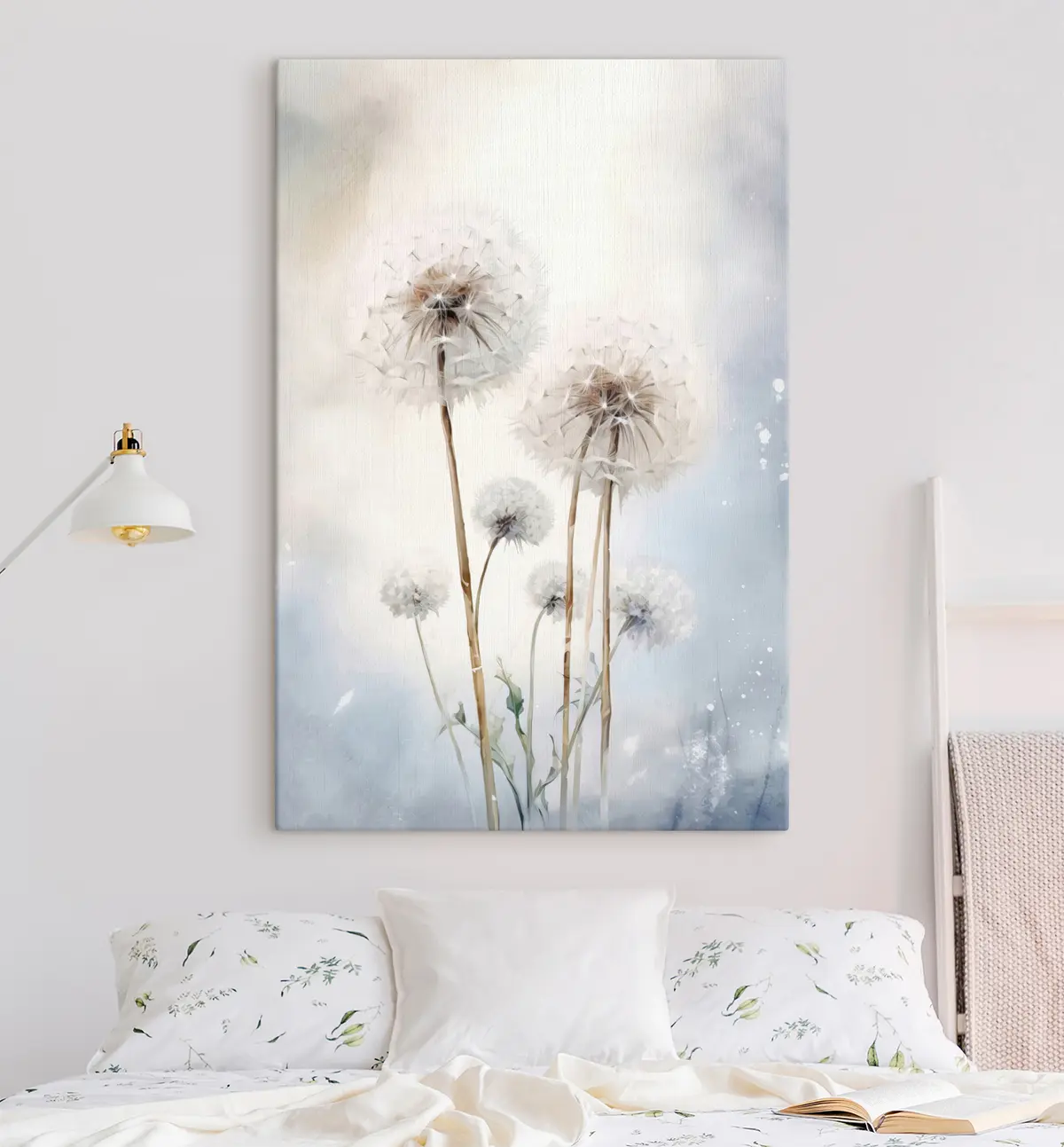 murales de pared Lotos blancos esponjosos de acuarela s35907