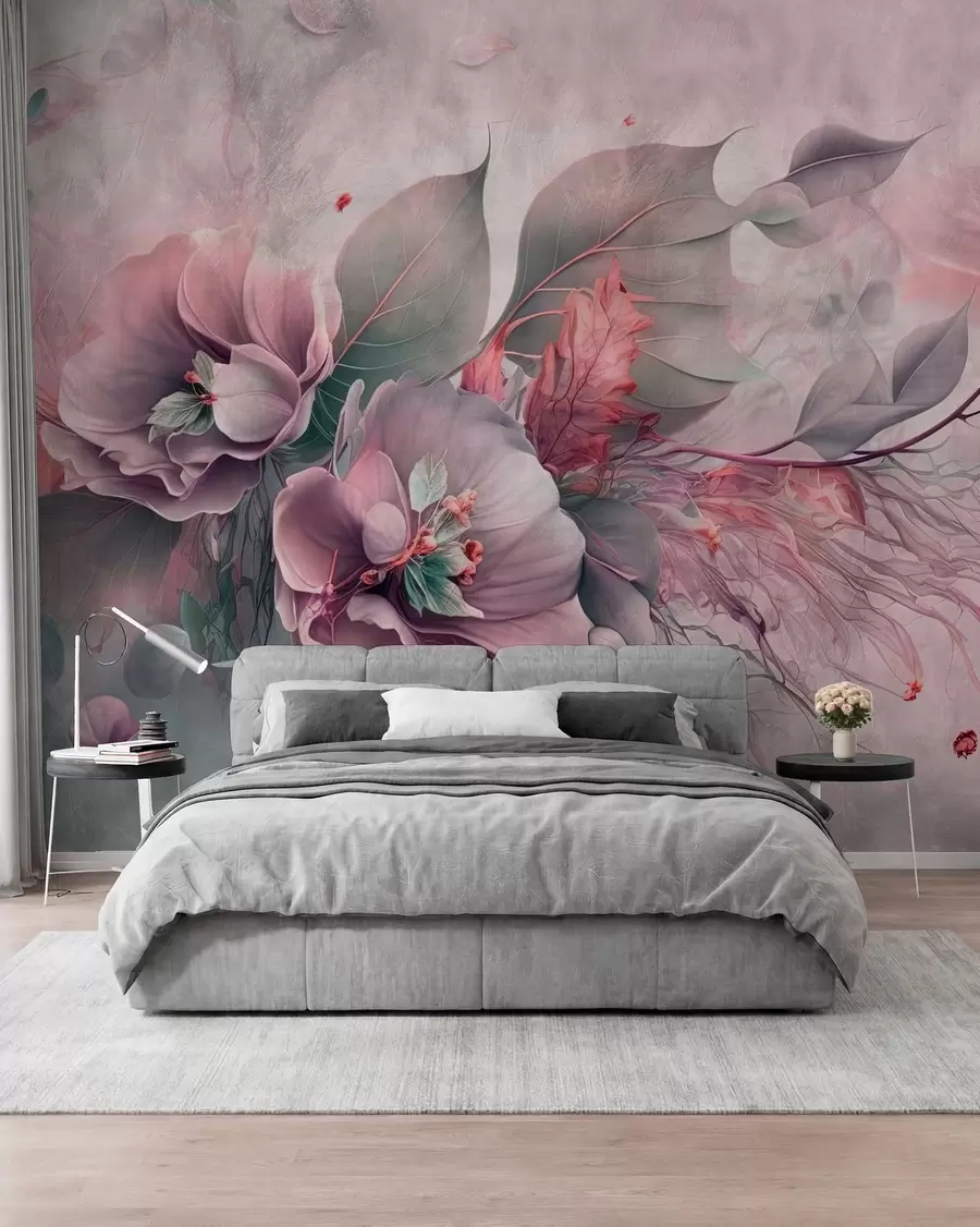 murales de pared Flores de quimera de color rosa u93930v2
