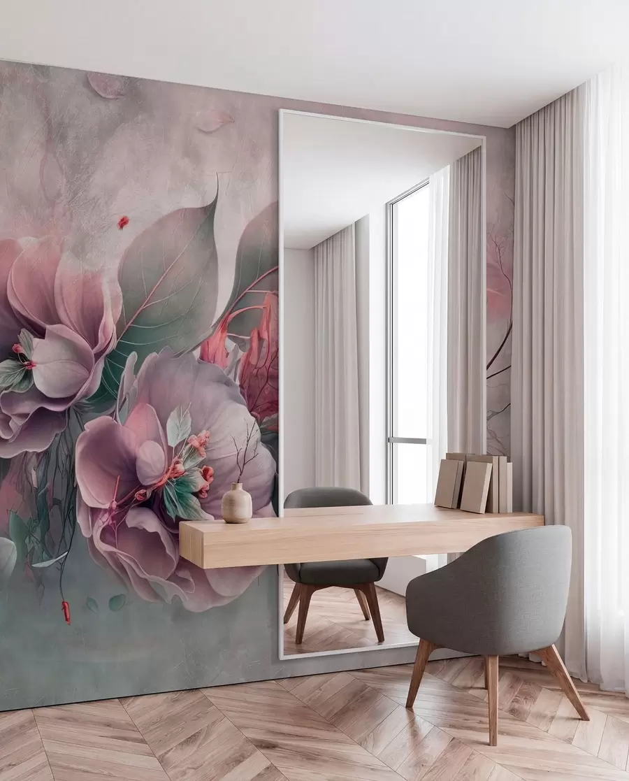 murales de pared Flores de quimera de color rosa u93930v2