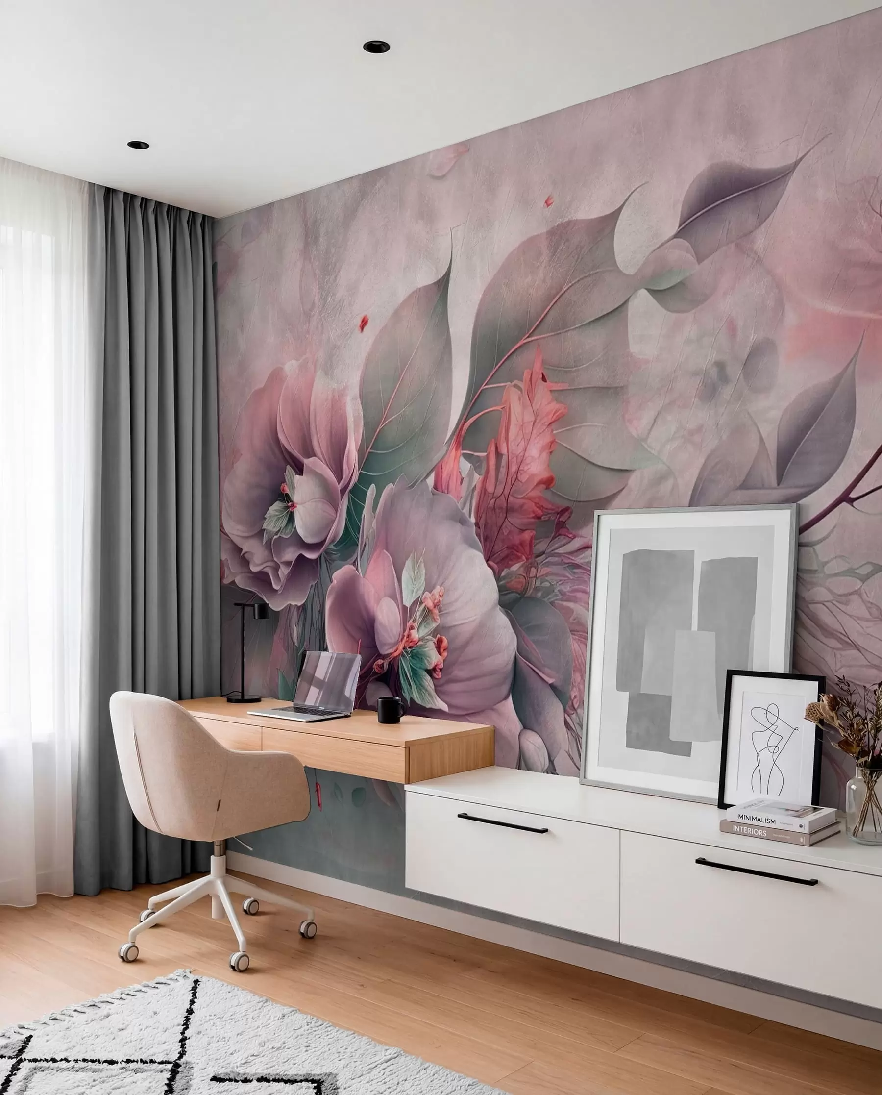 murales de pared Flores de quimera de color rosa u93930v2