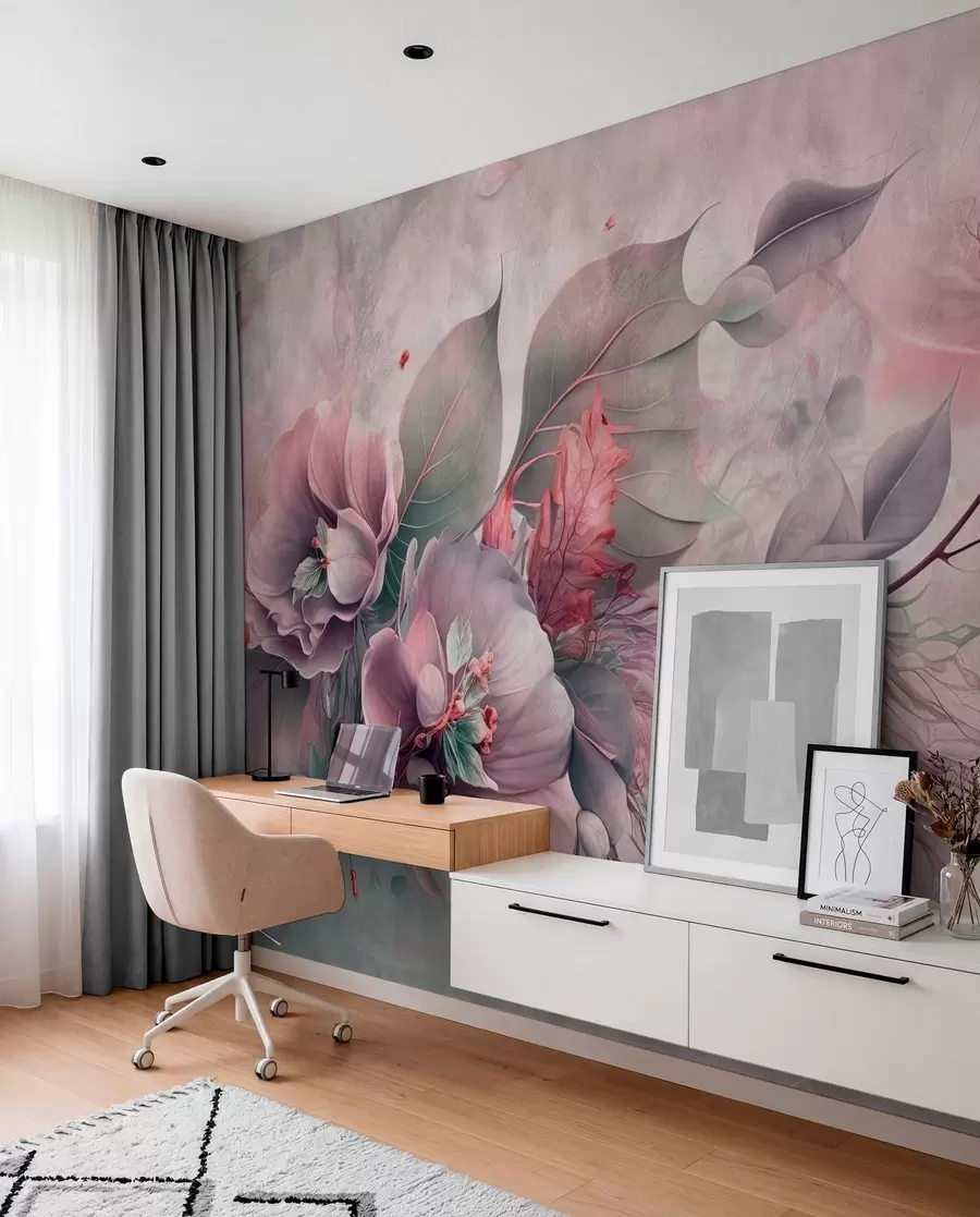 murales de pared Flores de quimera de color rosa u93930v2
