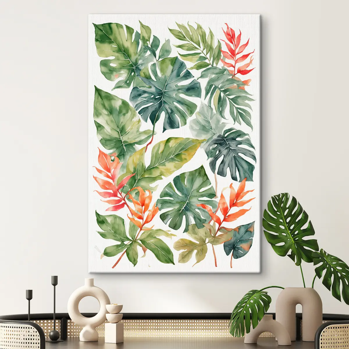 murales de pared Hojas tropicales de colores s36131