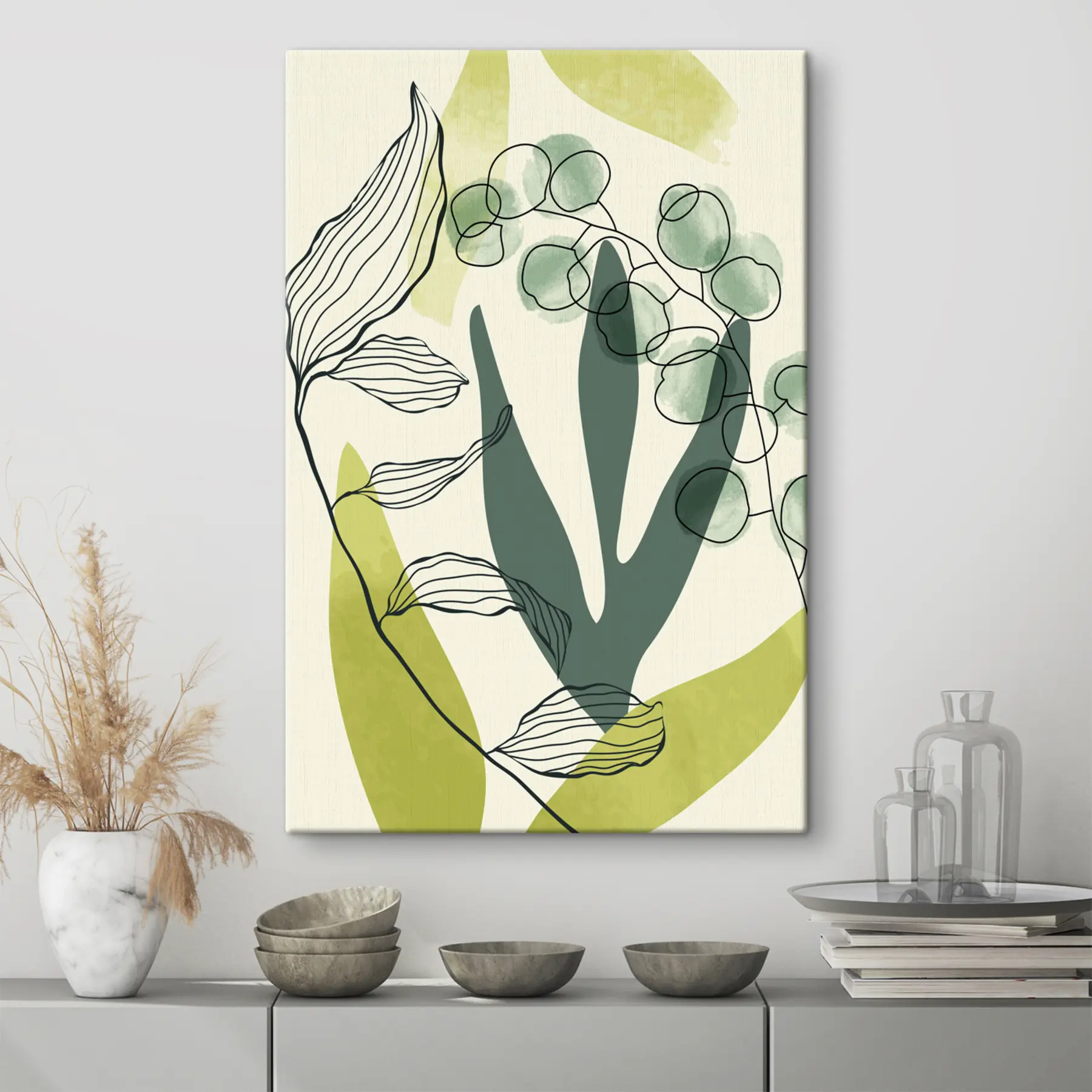 murales de pared Flores y hojas abstractas en acuarela s36133