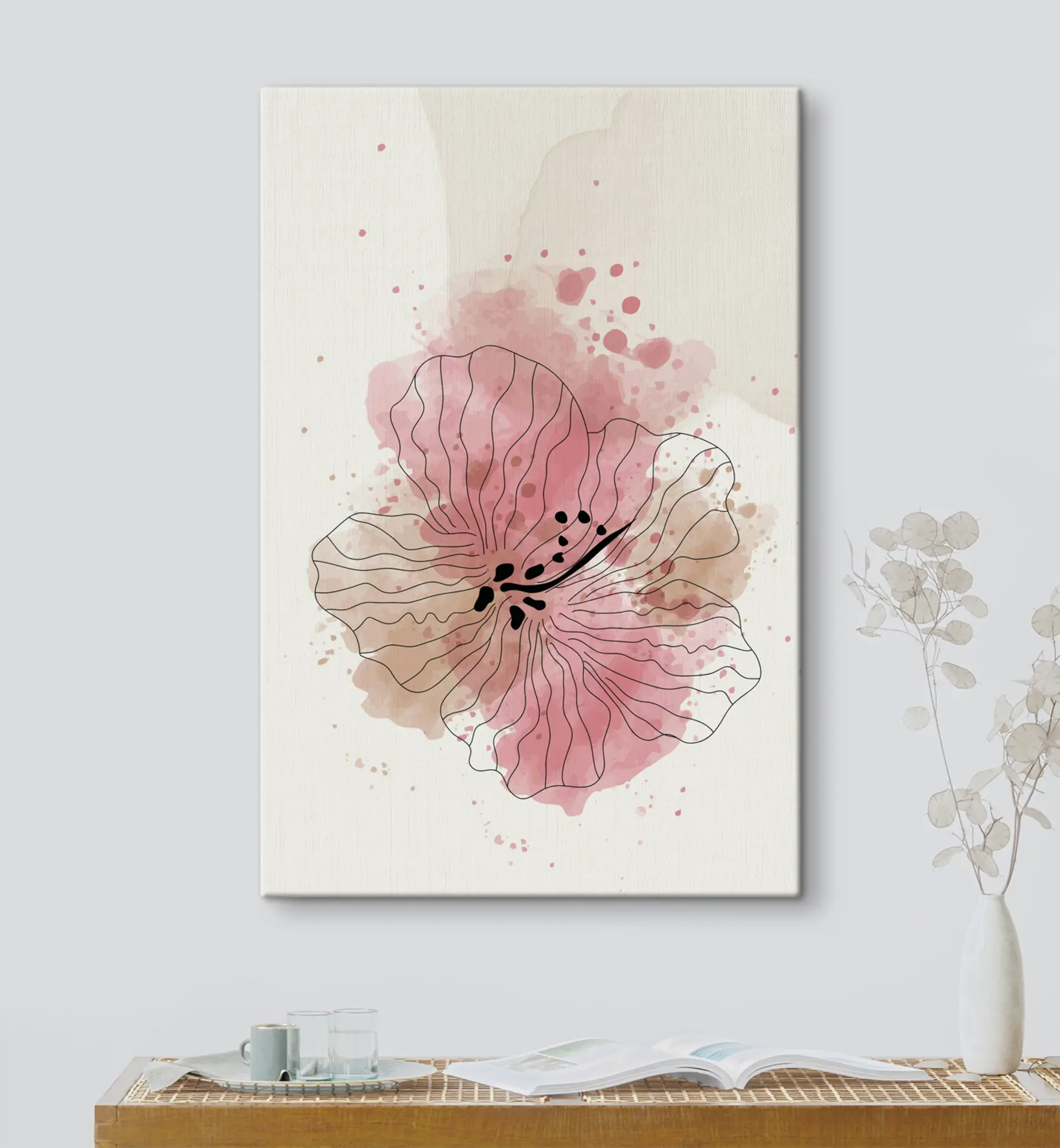 murales de pared Colorete rosa en acuarela s36136