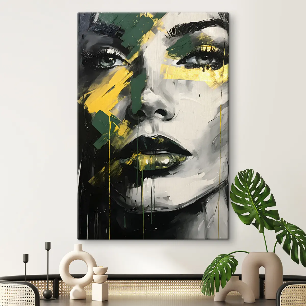 murales de pared Retrato femenino con detalle de ojos y labios s36157