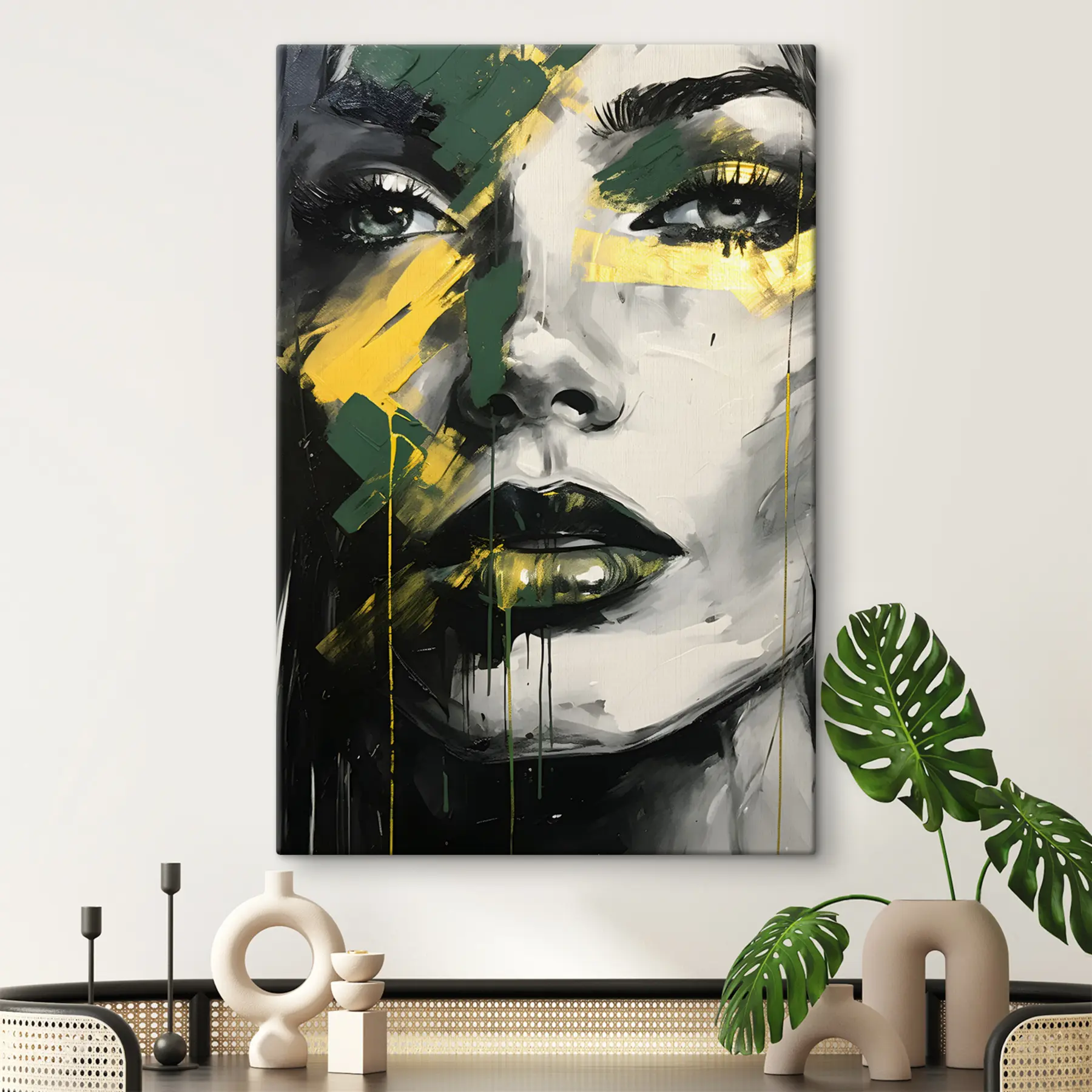 murales de pared Retrato femenino con detalle de ojos y labios s36157