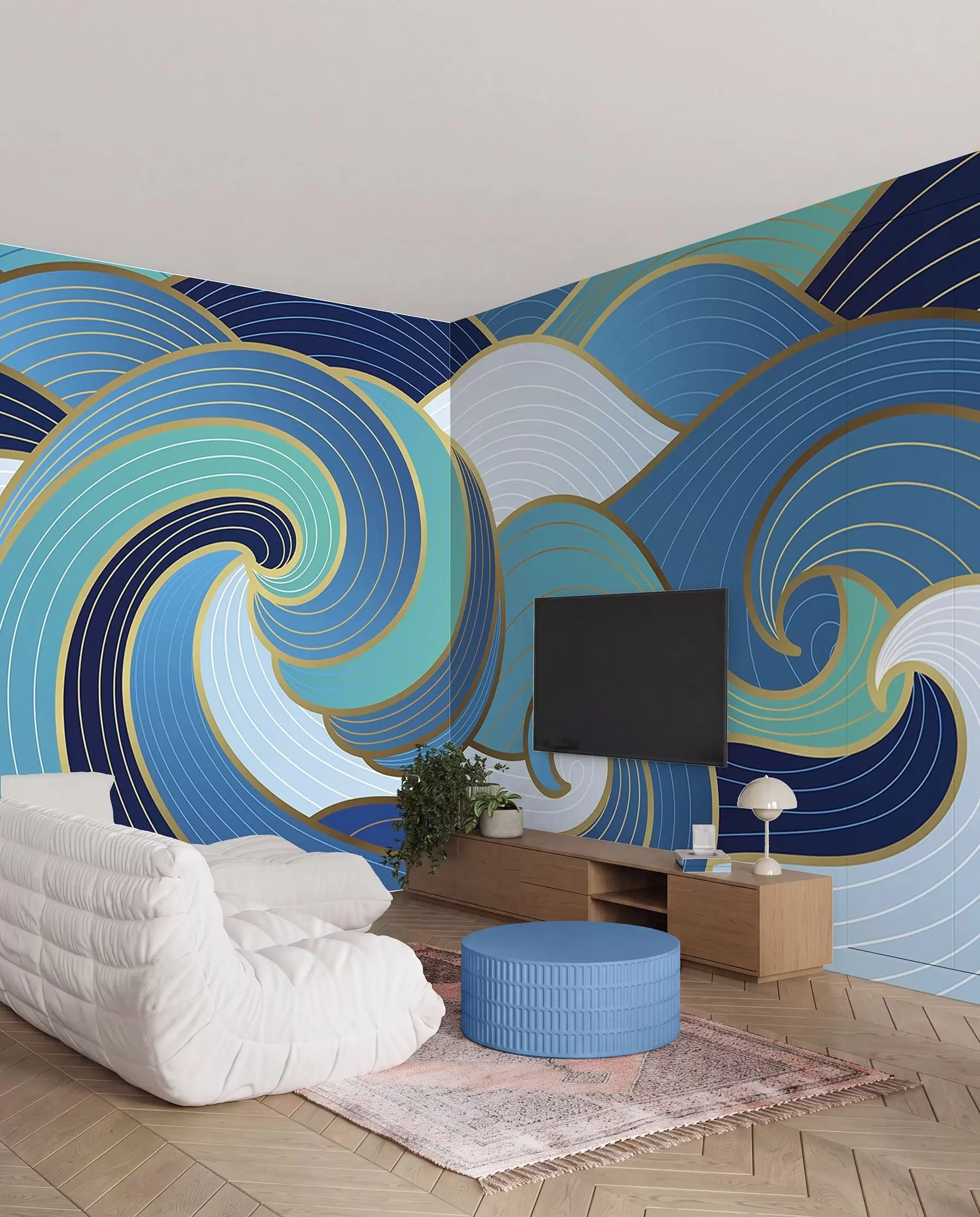 murales de pared Ritmo de olas azules u98590