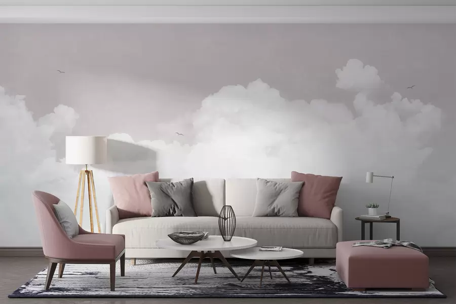 murales de pared Nubes vintage en el cielo de color rosa u96783v1
