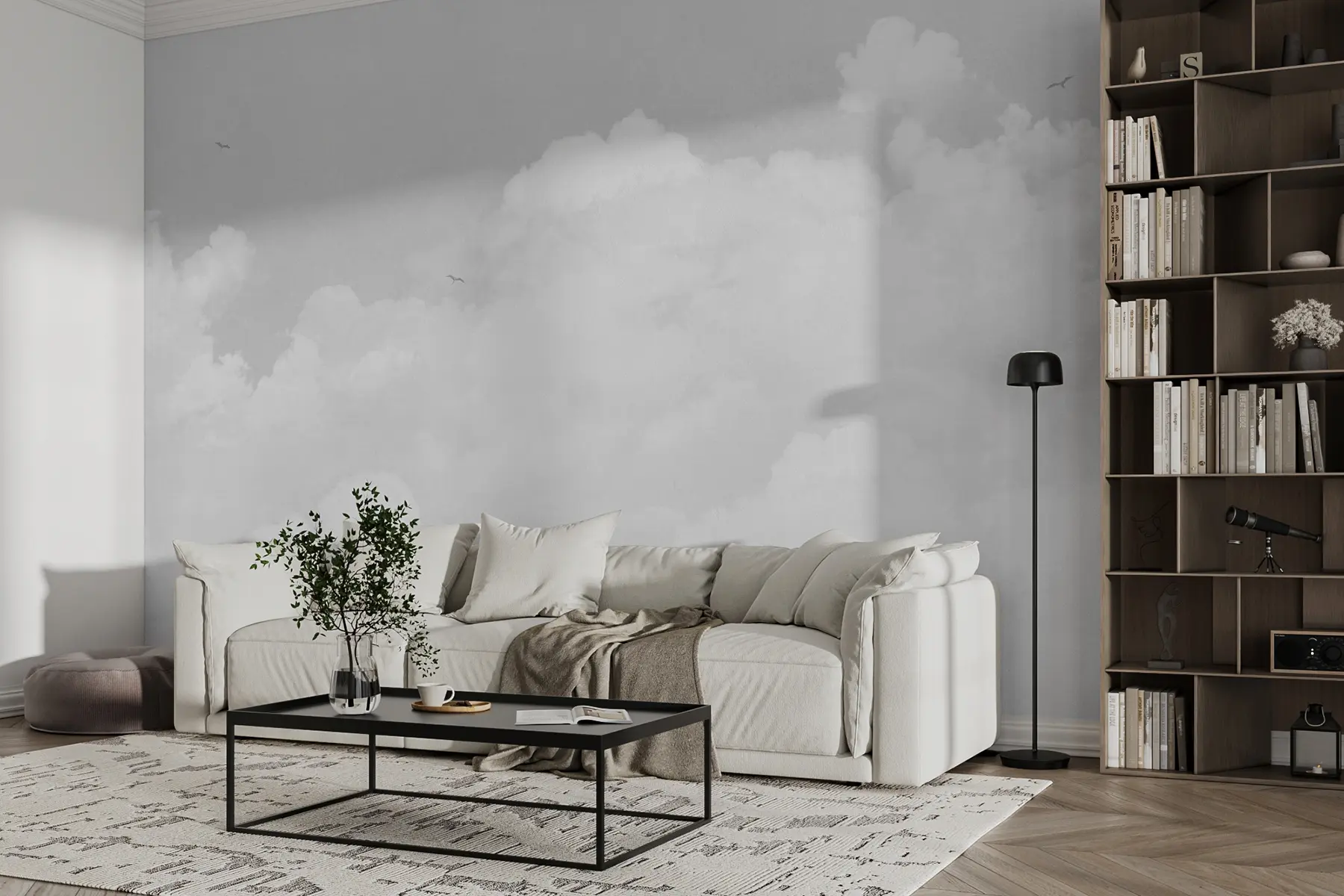 murales de pared Nubes vintage en cielo gris u96783v4