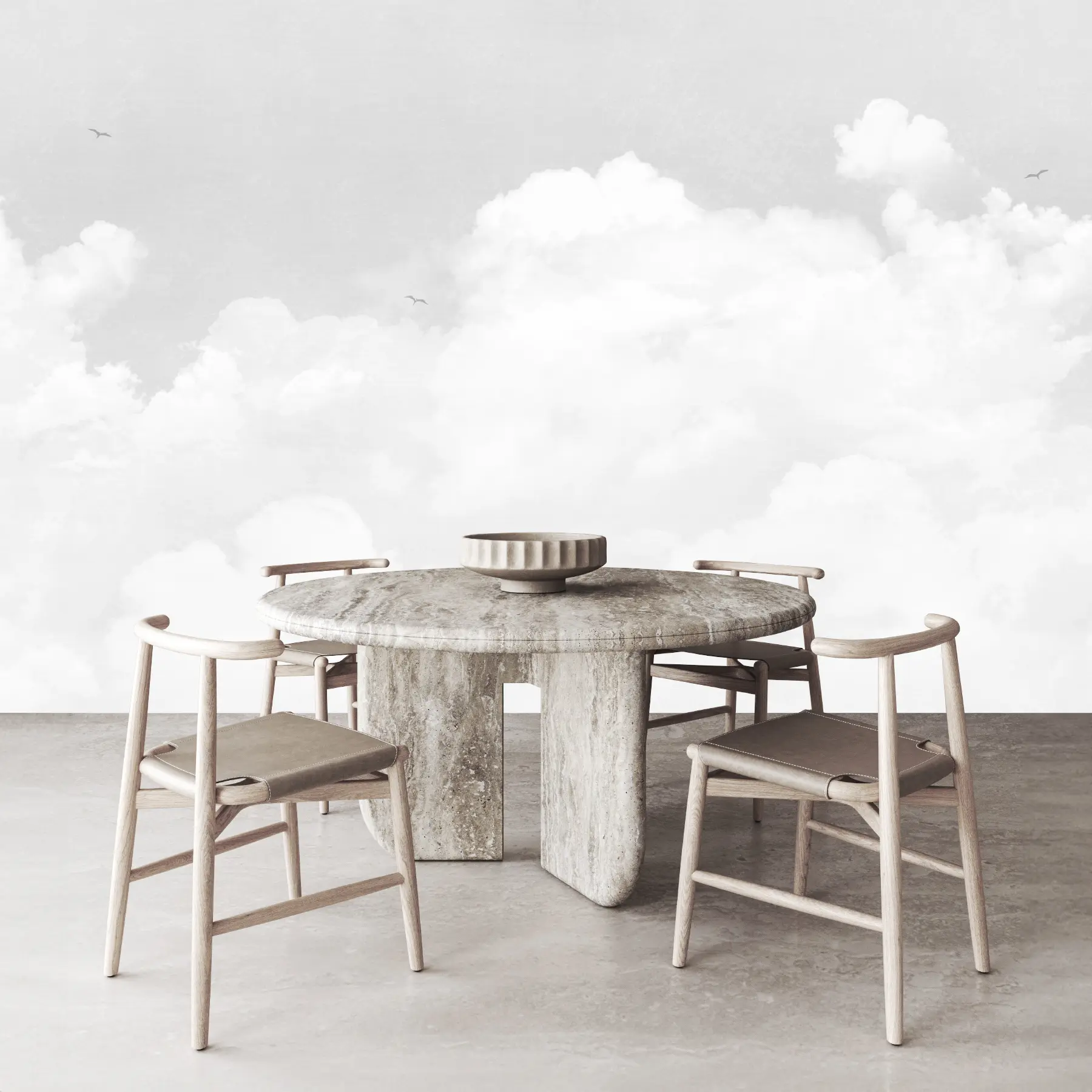 murales de pared Nubes vintage en cielo gris u96783v4