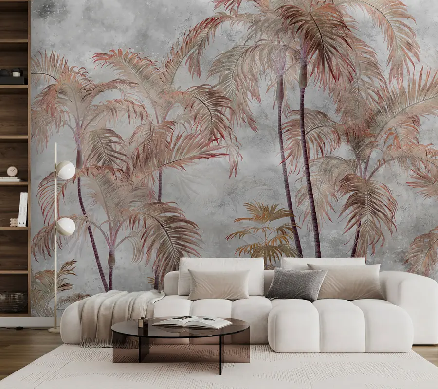 murales de pared Palmeras tropicales en la pared de concreto u98586