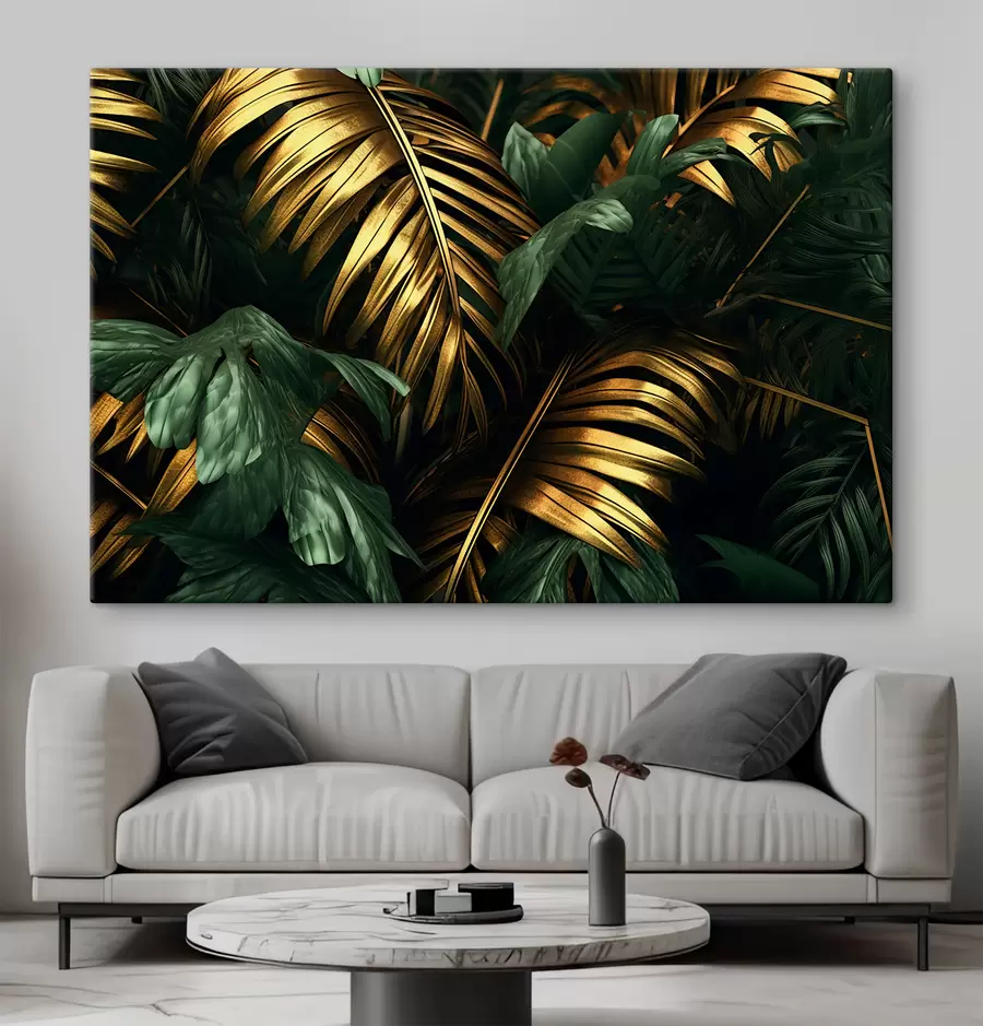 murales de pared Exuberantes hojas en vibrante mezcla de colores s36293