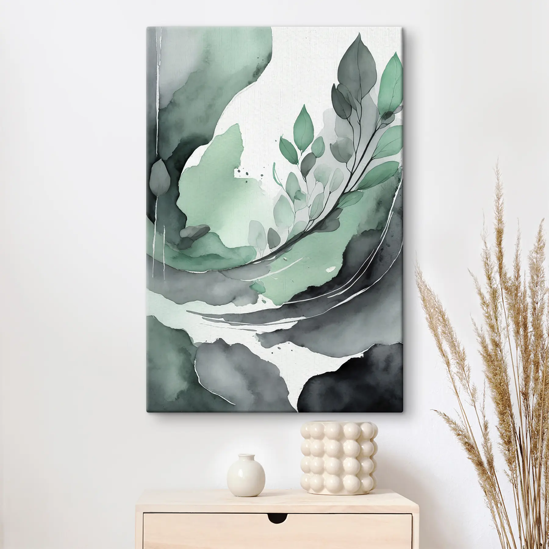 murales de pared Verdes serenos en armonía fluida s36502