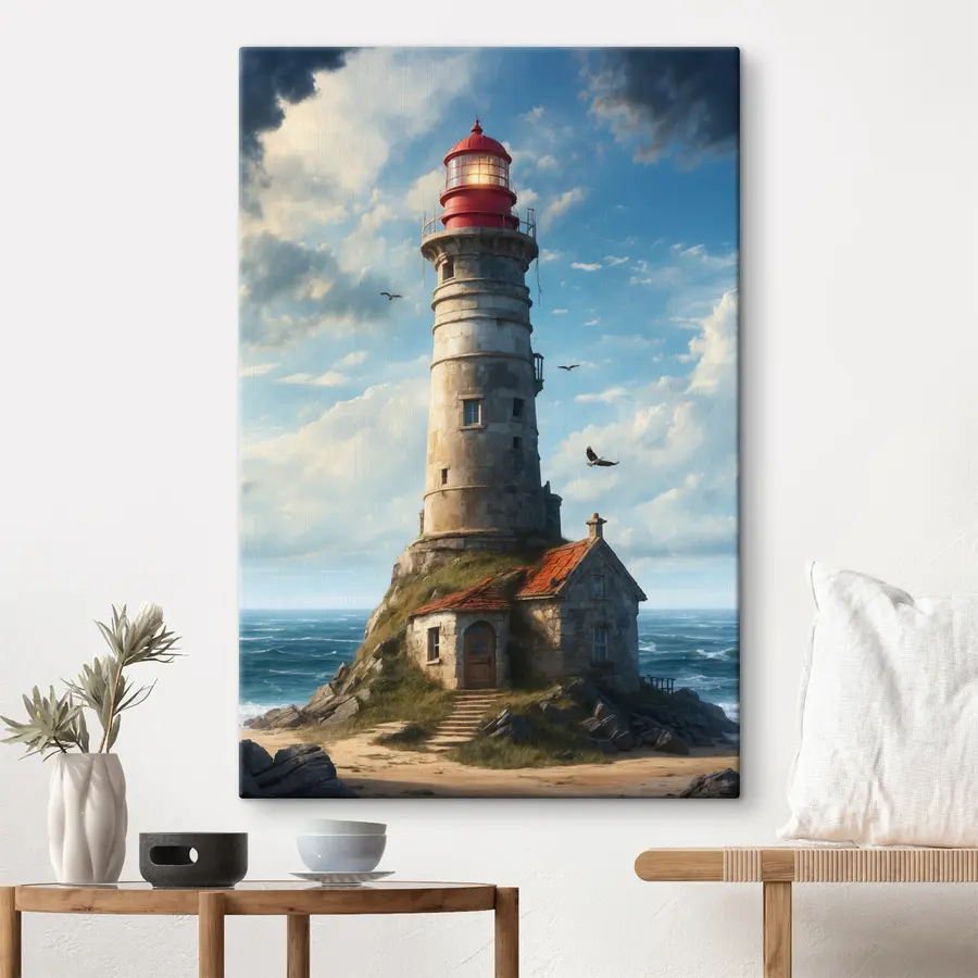 murales de pared Un faro guía a los barcos s36448