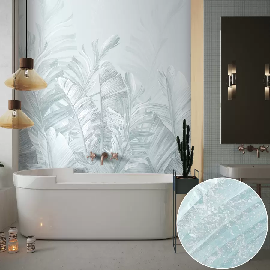 murales de pared Hojas turquesas tropicales de moda u98951v3