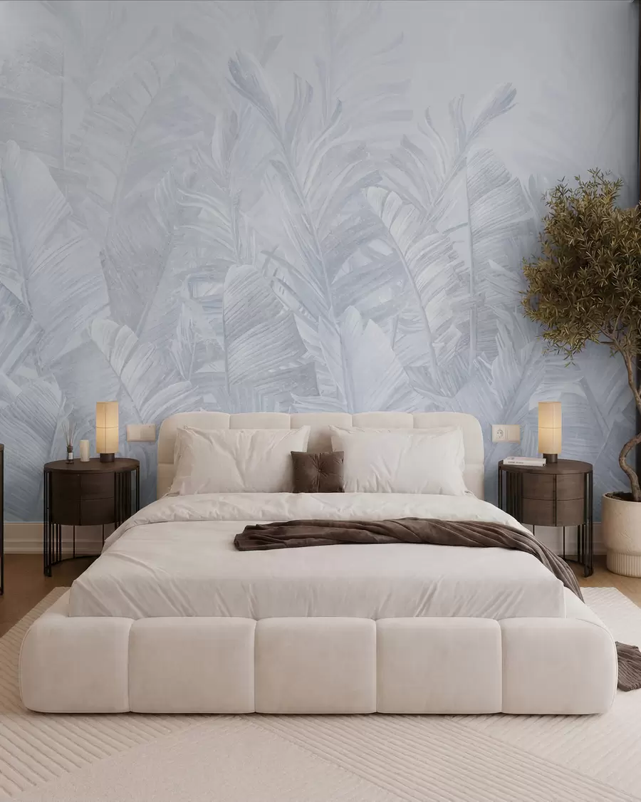 murales de pared Hojas azules tropicales de moda u98951v5