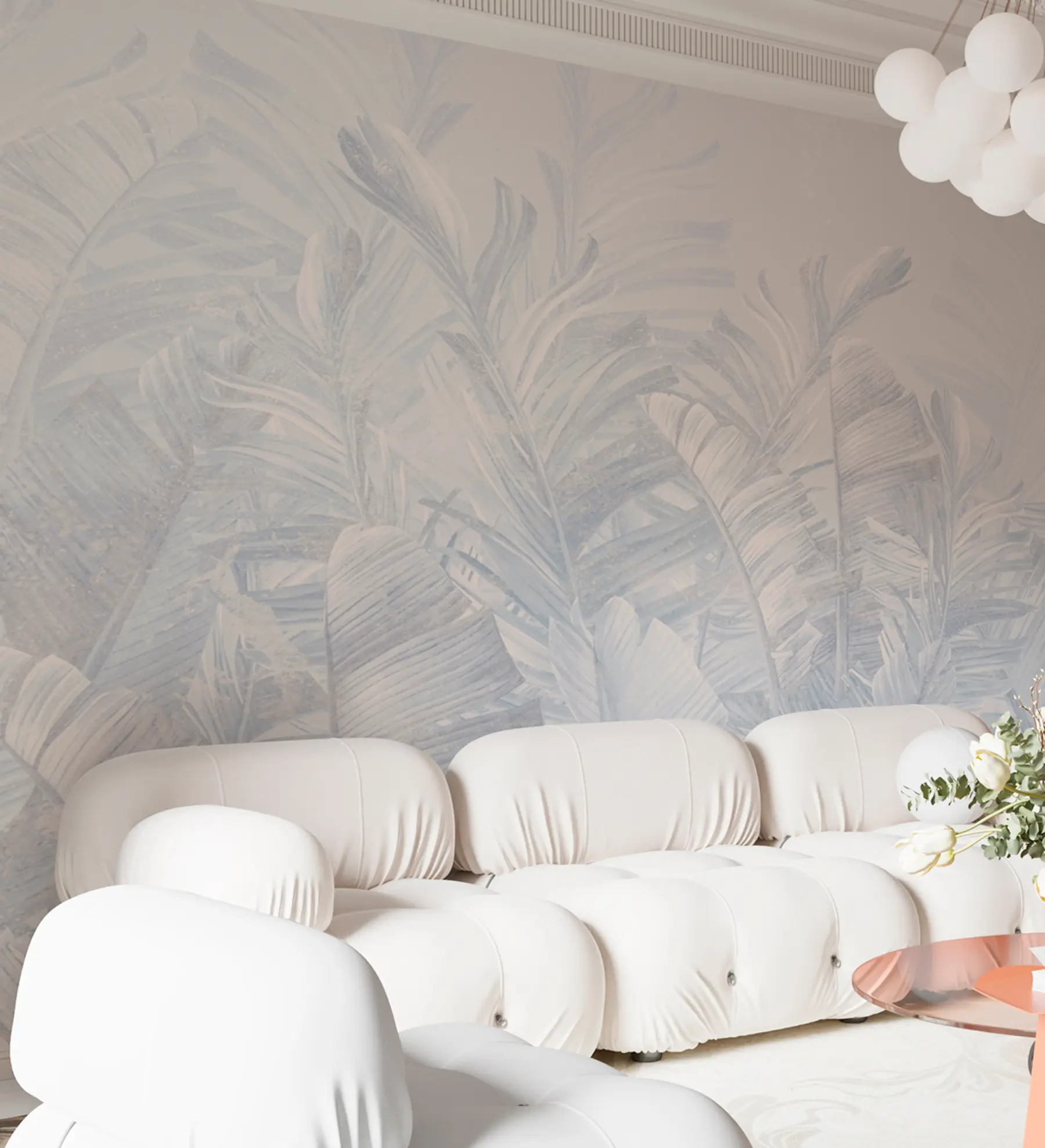 murales de pared Hojas azules tropicales de moda u98951v5
