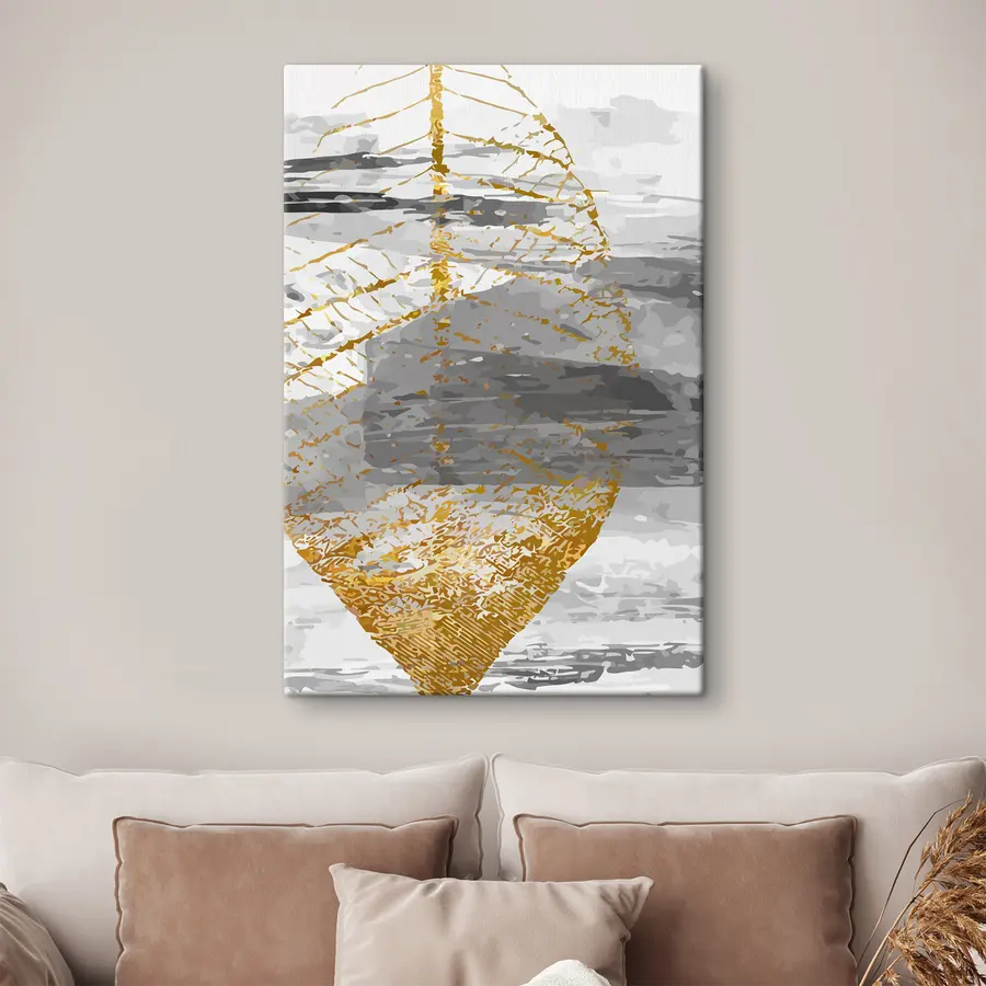 murales de pared Diseño artístico de hojas en tonos neutros s36483