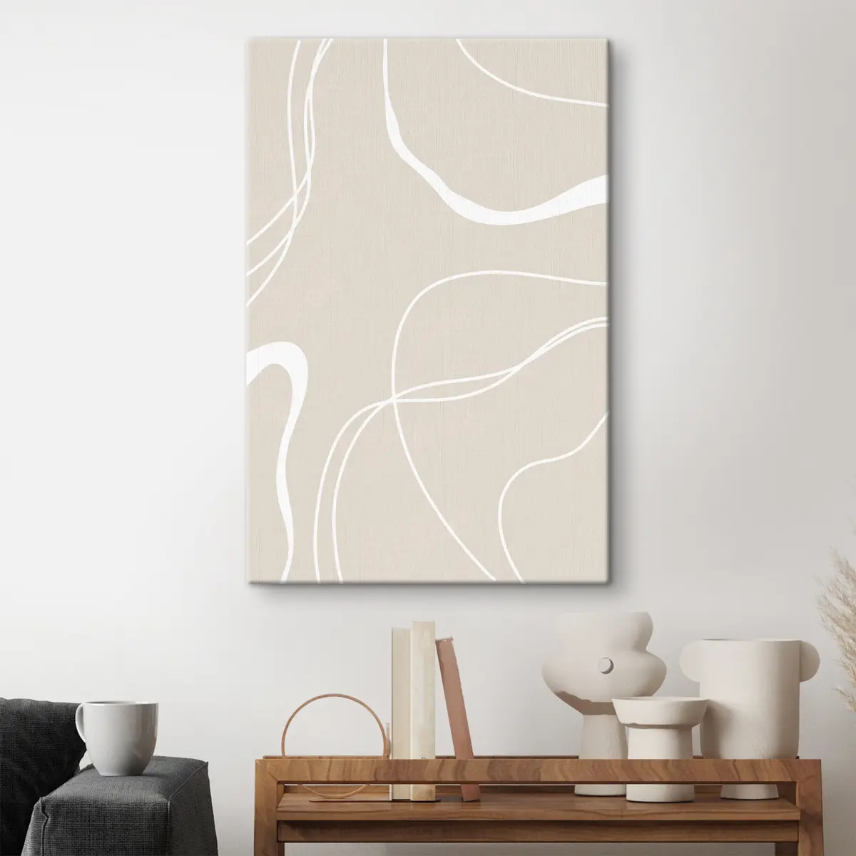 murales de pared Curvas abstractas sobre un fondo suave s36489