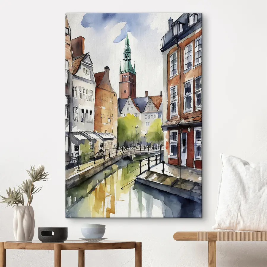 murales de pared Encantadora escena del canal en una ciudad vibrante s36682