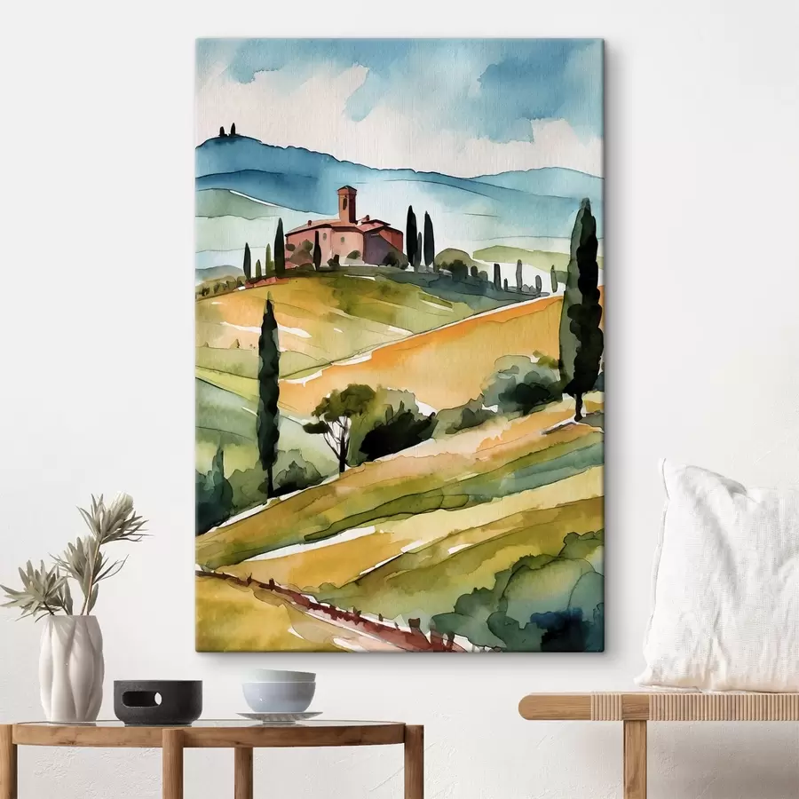 murales de pared Paisaje tranquilo con colinas onduladas s36683