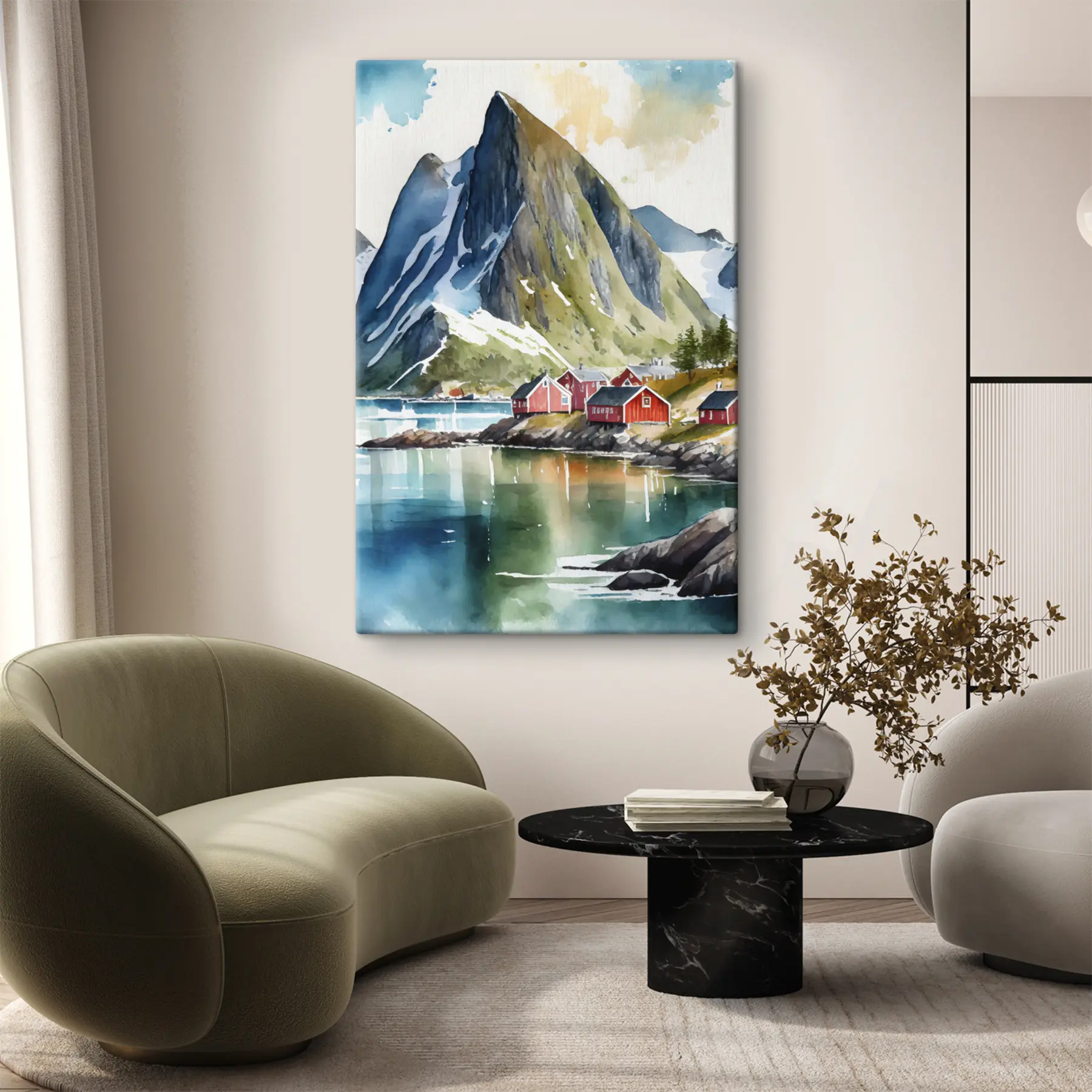 murales de pared Montañas majestuosas junto a aguas tranquilas s36685