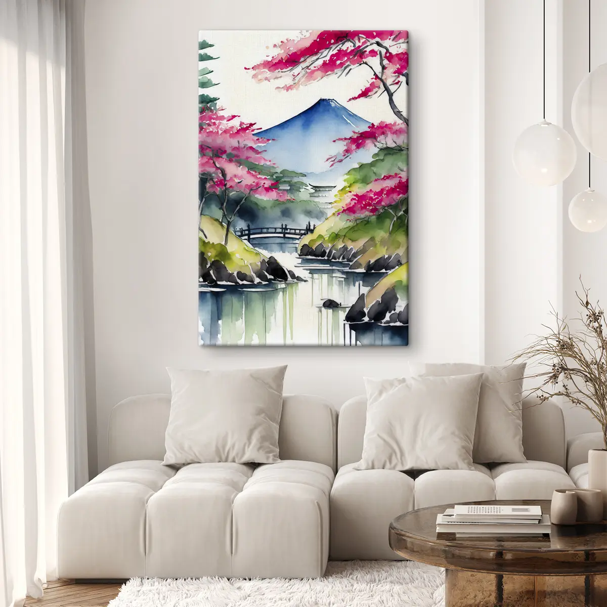 murales de pared Paisaje sereno con flores vibrantes s36691