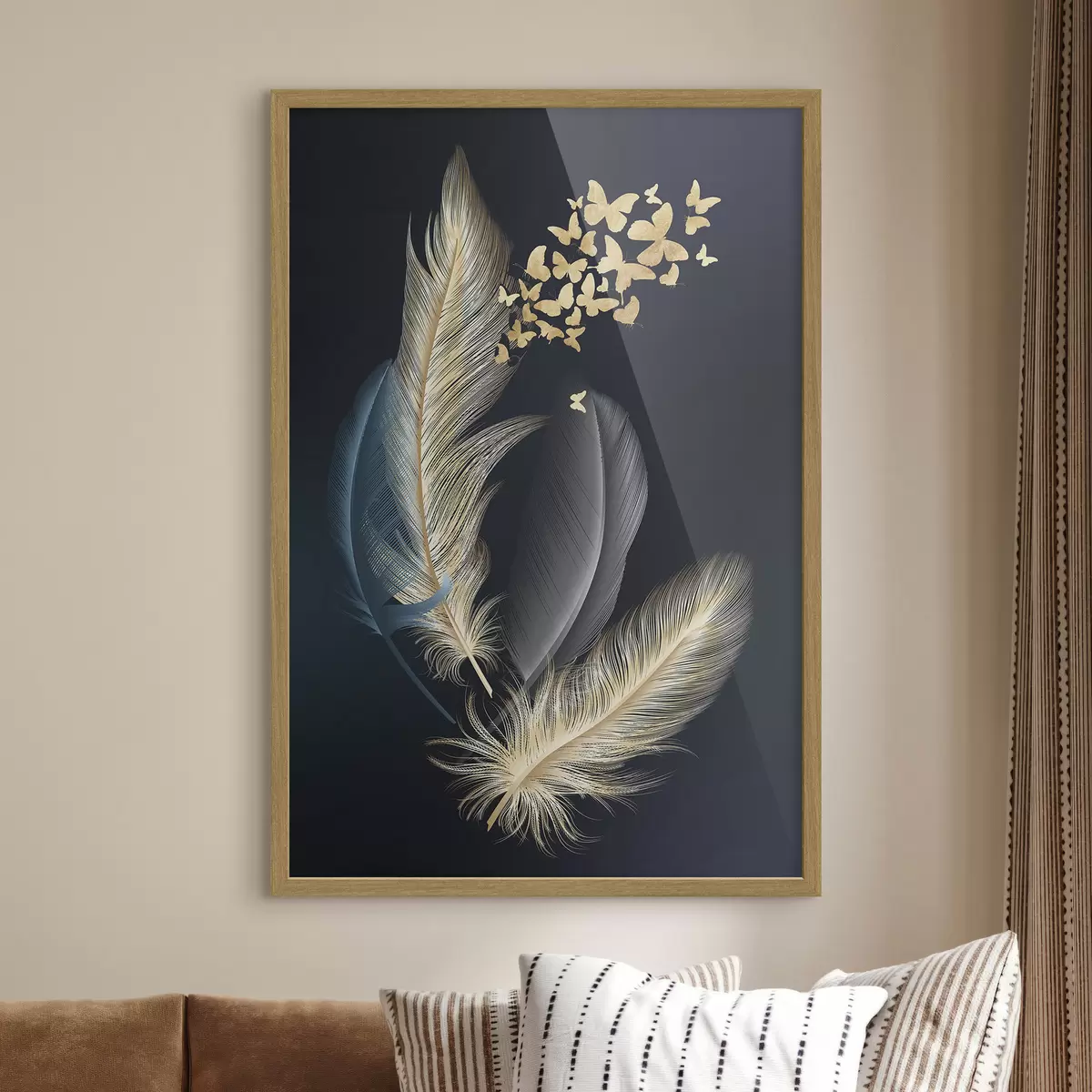 Poster Delicadas plumas con alegres mariposas f03899
