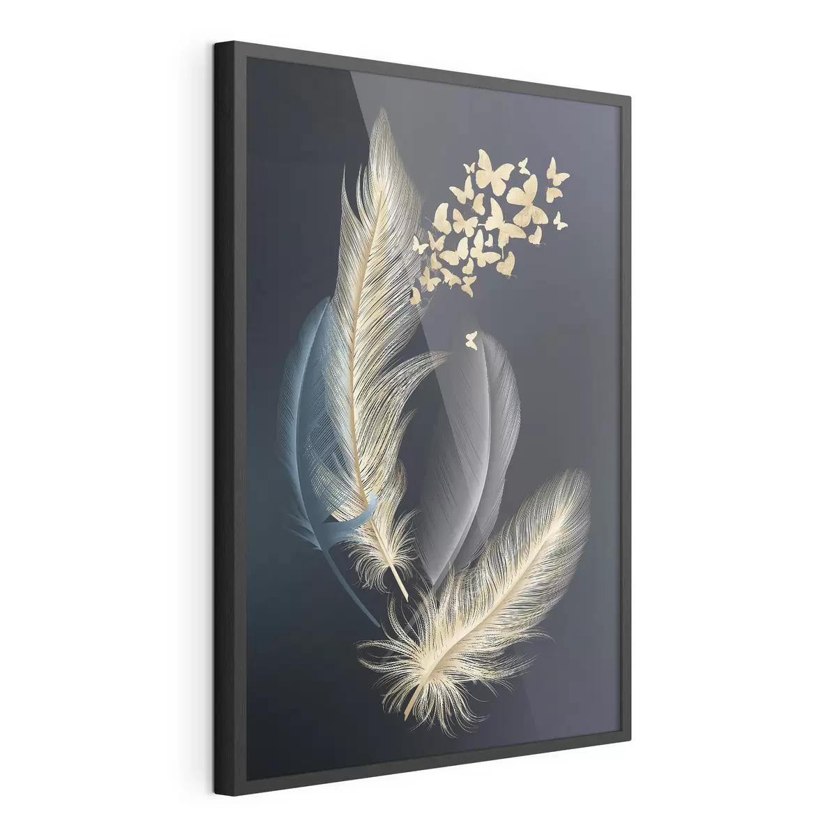 Poster Delicadas plumas con alegres mariposas f03899