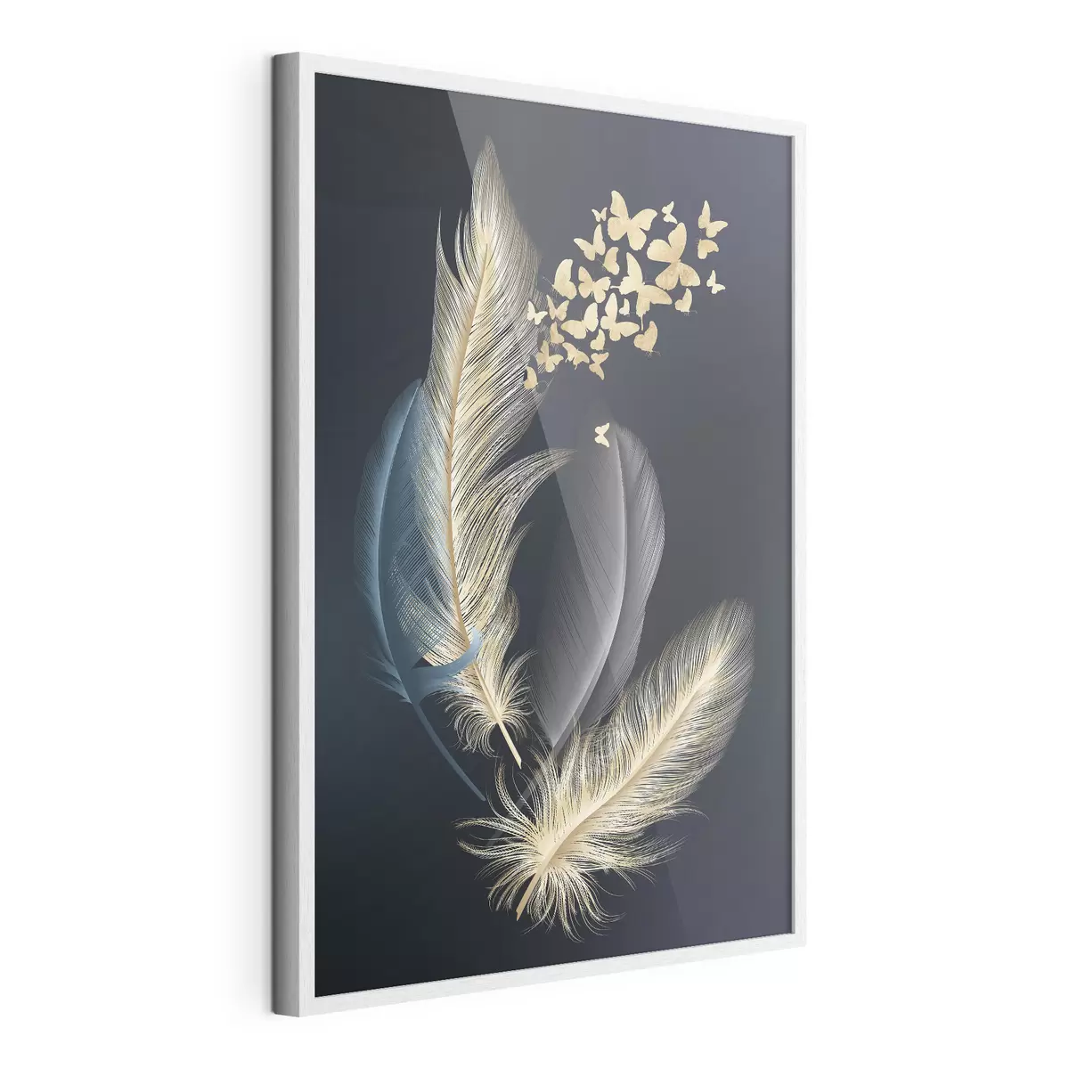 Poster Delicadas plumas con alegres mariposas f03899