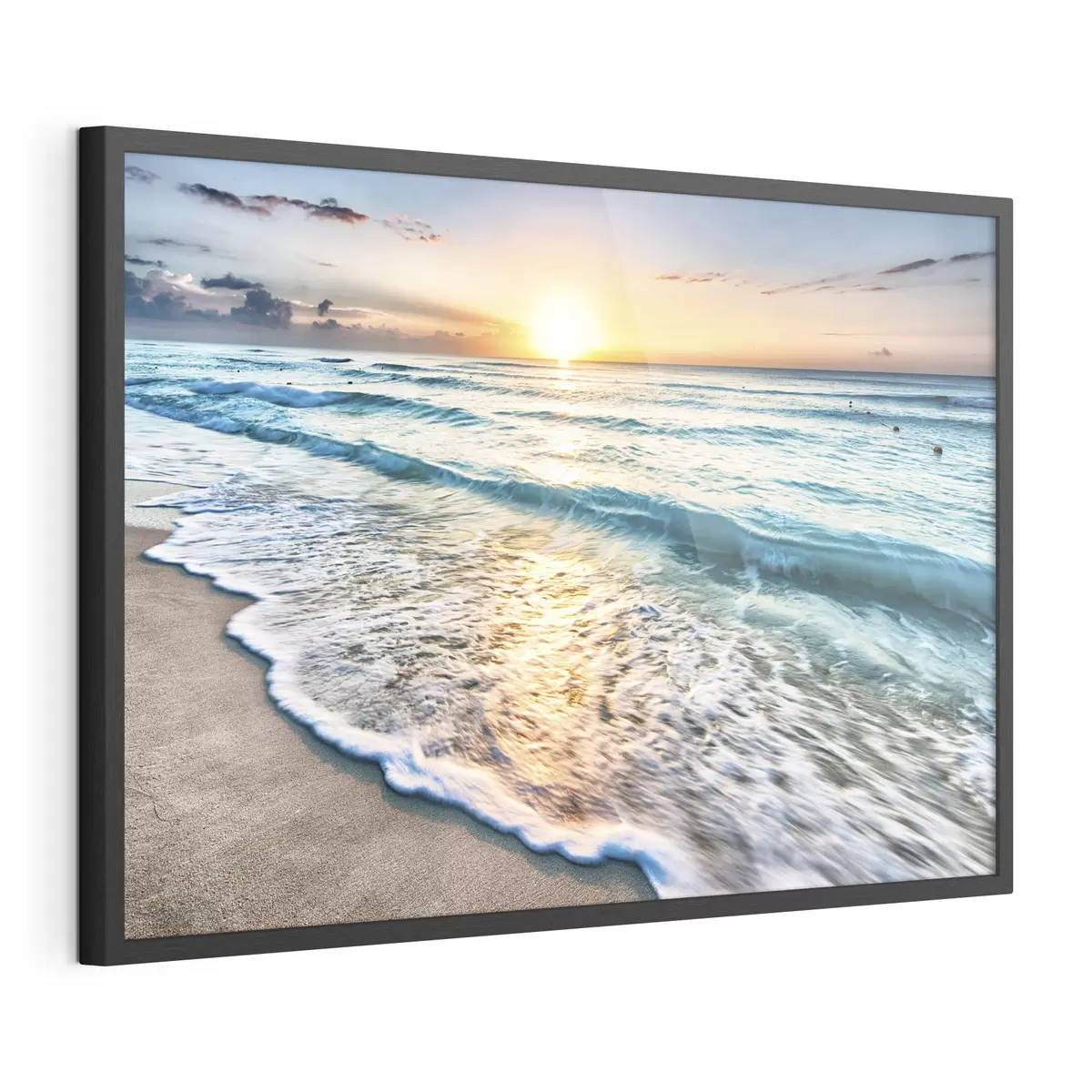 Poster Puesta de sol sobre las tranquilas olas del océano f08091