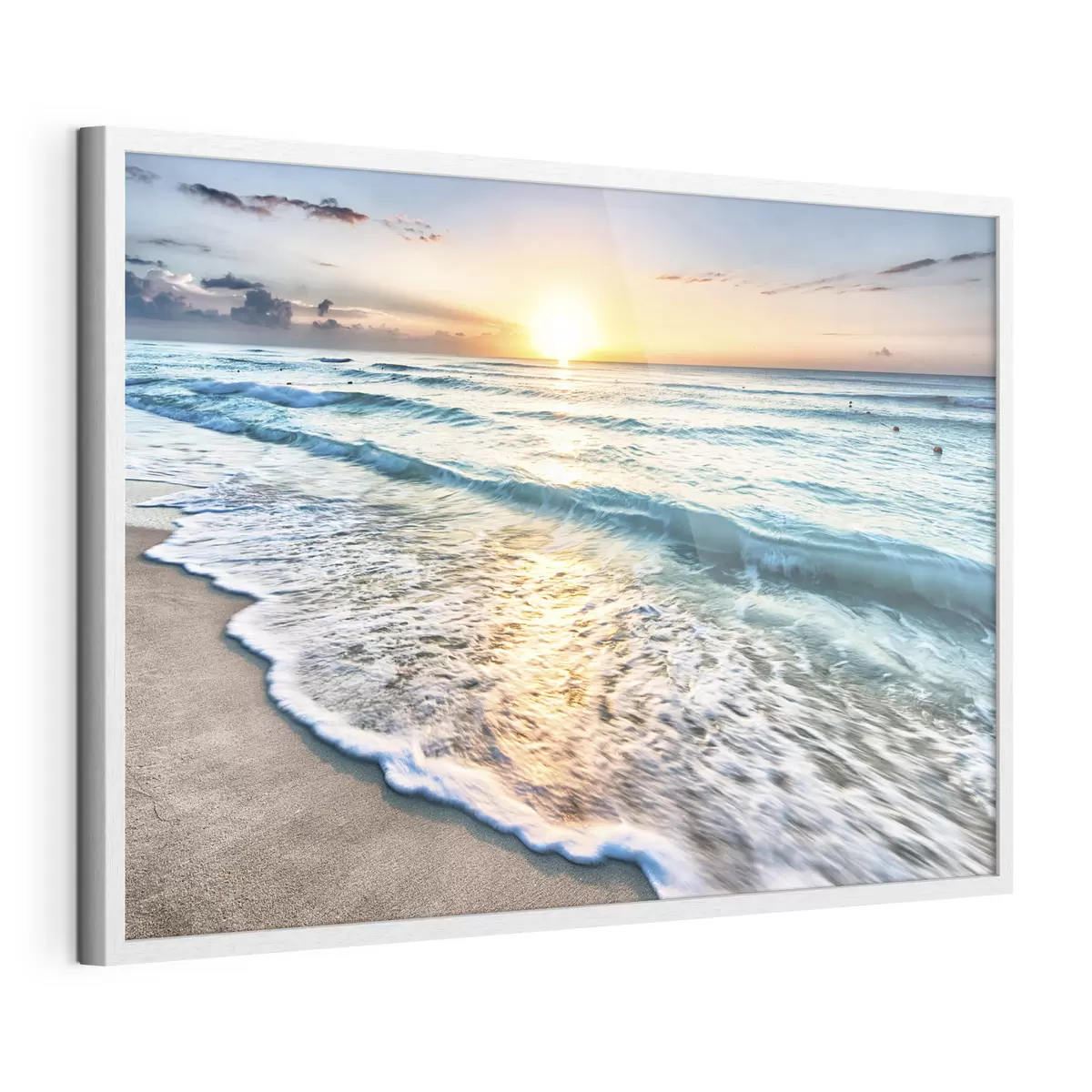 Poster Puesta de sol sobre las tranquilas olas del océano f08091