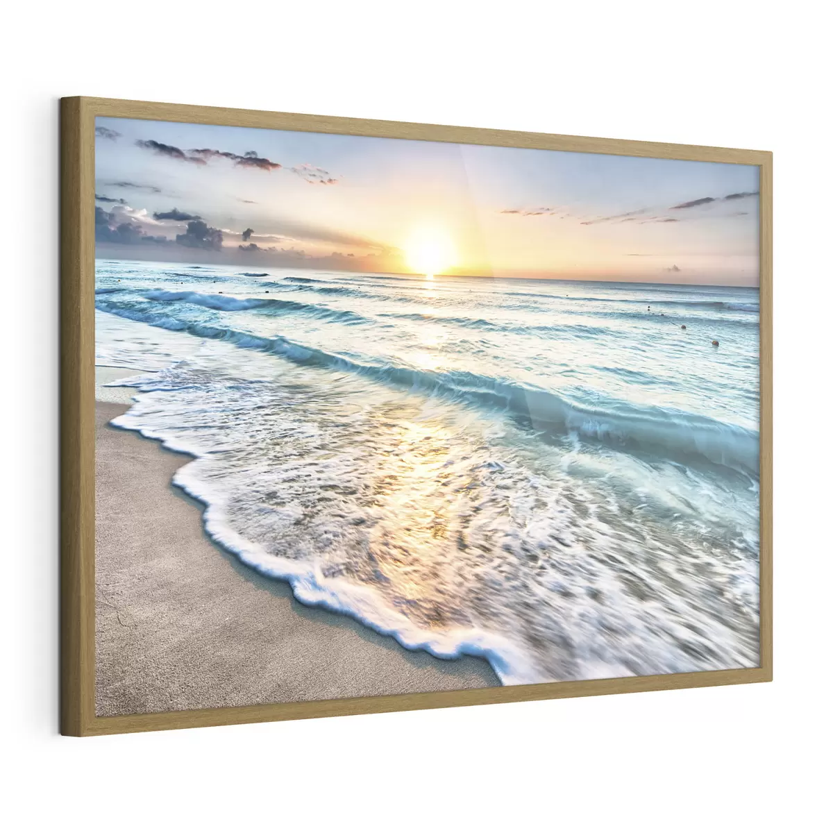 Poster Puesta de sol sobre las tranquilas olas del océano f08091